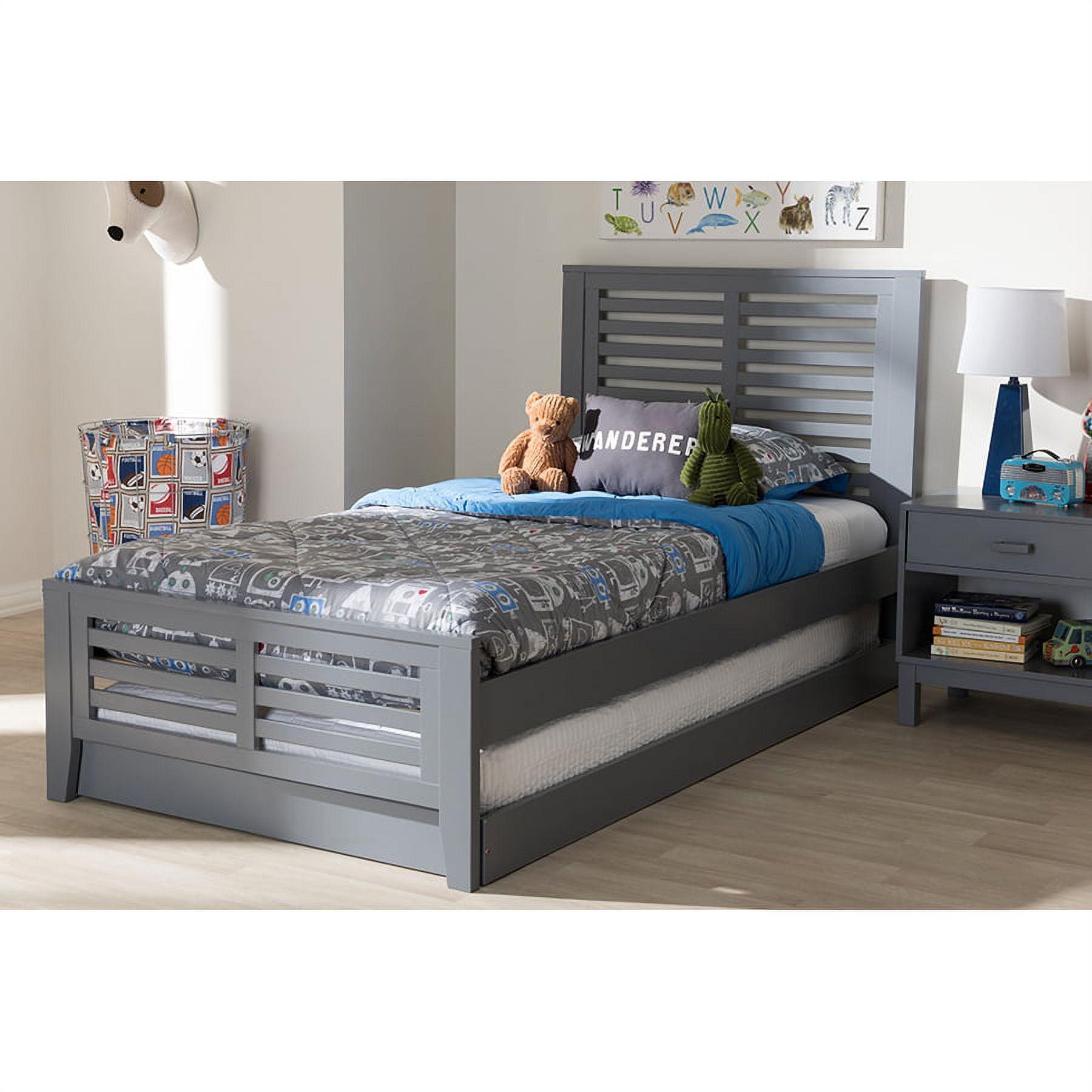 Sedona Modern Mission-Style Twin Platform Bed with Trundle in Brown