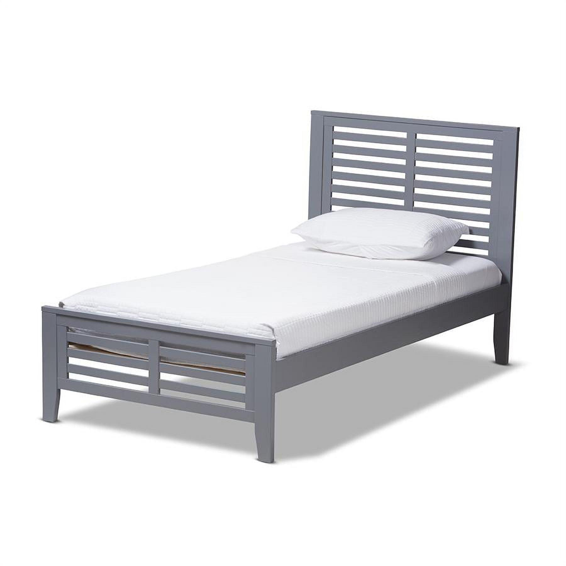 Sedona Gray Wood Twin Platform Bed with Upholstered Headboard