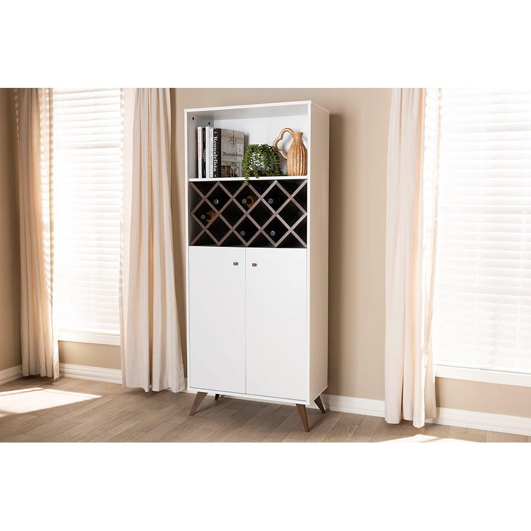 Serafino and Walnut Finished Wood Wine Cabinet White/Brown - BaxtonStudio