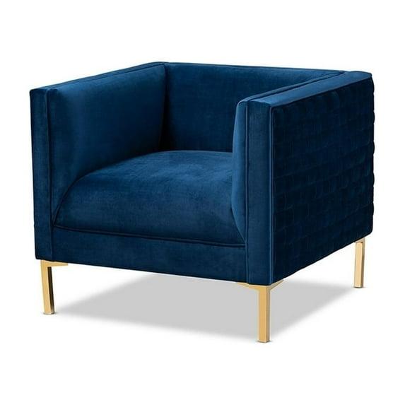 Seraphin Velvet Upholstered Chair Blue/Gold - Baxton Studio