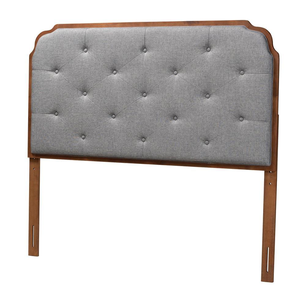 Baxton Studio Queen Shanti Fabric and Wood Headboard: Elegant Tufted Design, Adjustable Height