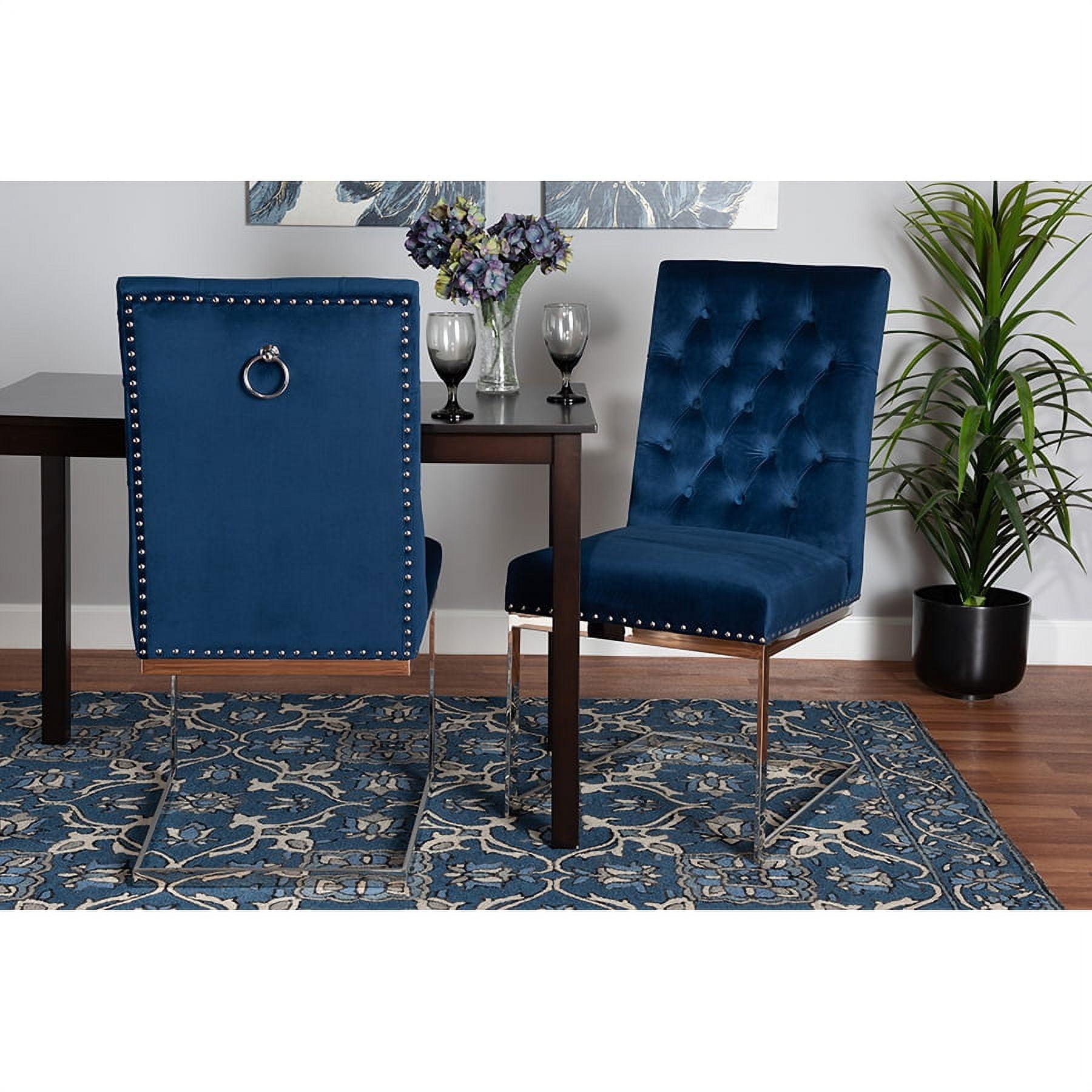 2pc Sherine Velvet Fabric and Metal Dining Chair Set - Baxton Studio