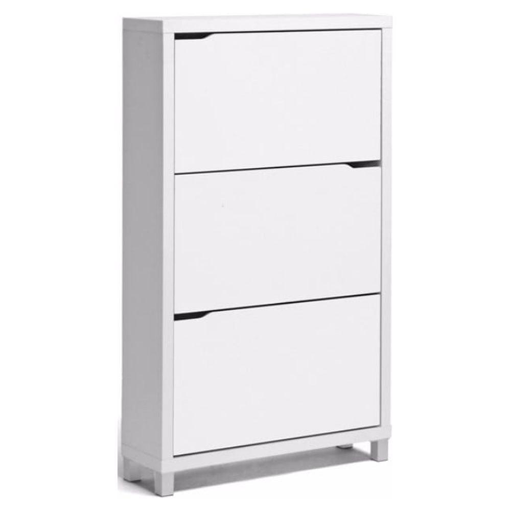 Simms 3 Drawer Modern Shoe Cabinet White - Baxton Studio: Entryway Organizer, Holds 18 Pairs