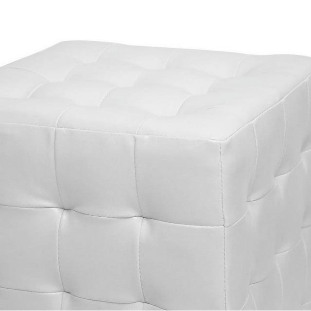 Set of 2 Siskal Modern Cube Ottoman White - Baxton Studio: Faux Leather, Wood Frame, No Assembly Required