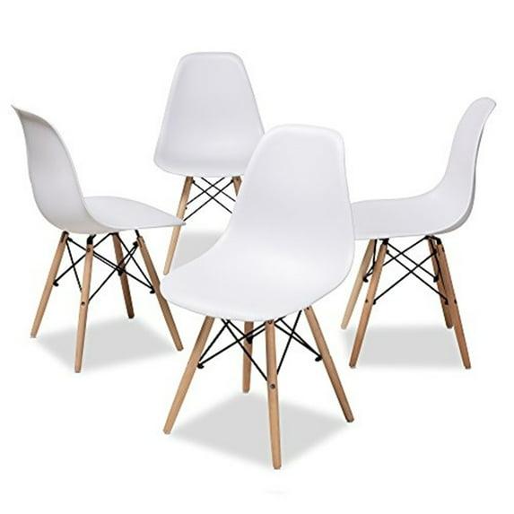 Baxton Studio Set of 4 Sydnea Mid Century Modern Acrylic Wood Finished Dining Chairs White: MDF Frame, Spot Clean