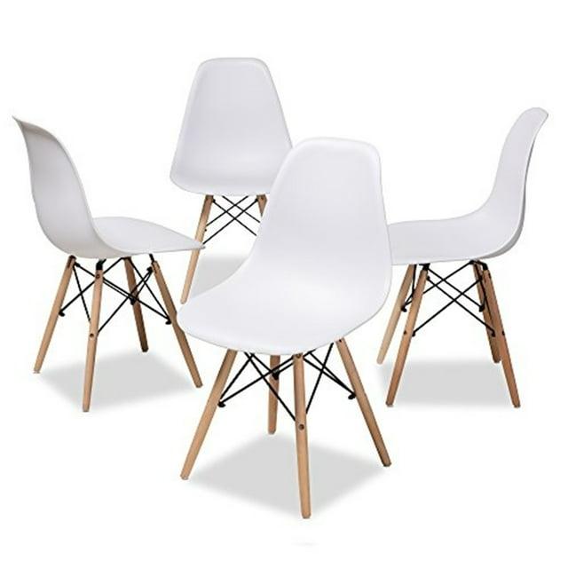 Baxton Studio Set of 4 Sydnea Mid Century Modern Acrylic Wood Finished Dining Chairs White: MDF Frame, Spot Clean