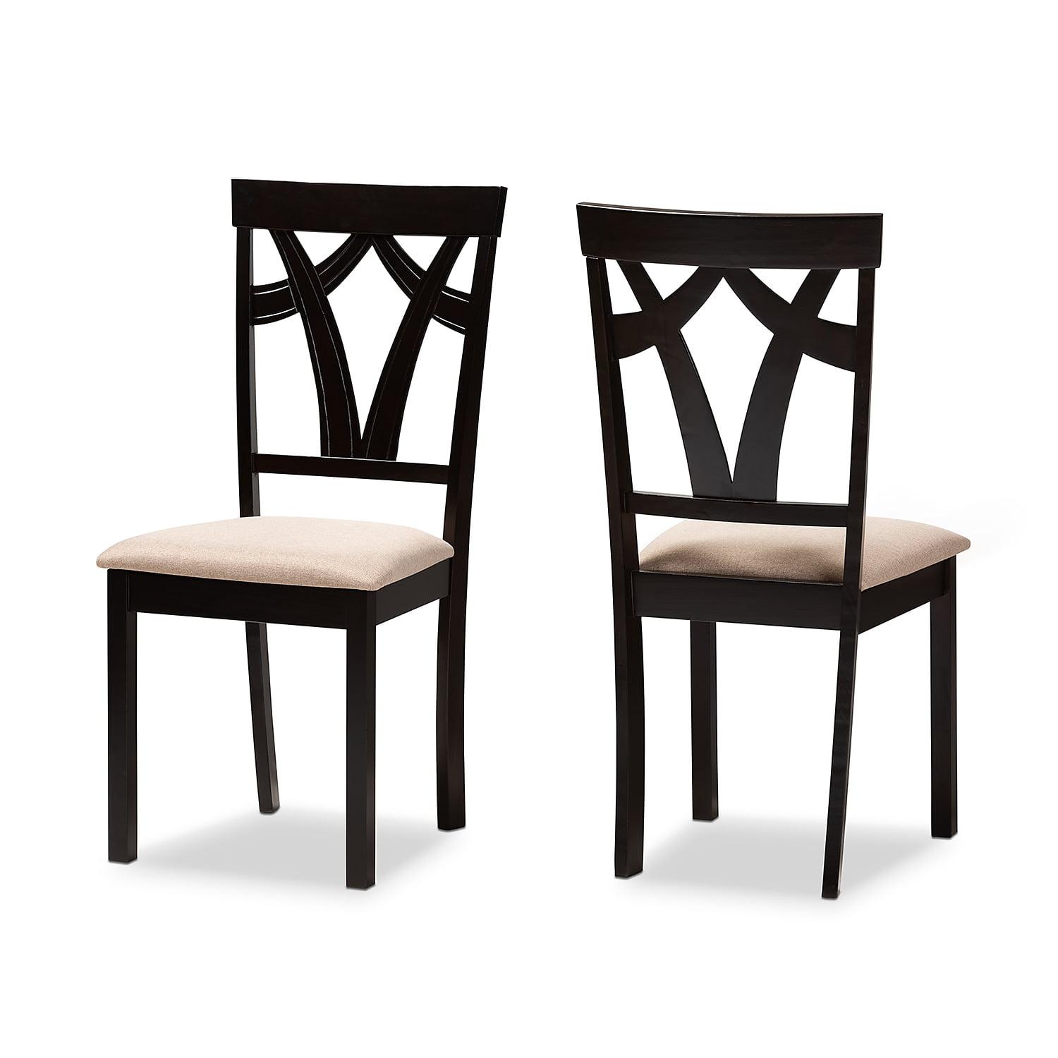 Set of 2 Sylvia Espresso Finished Dining Chair Sand/Brown - Baxton Studio