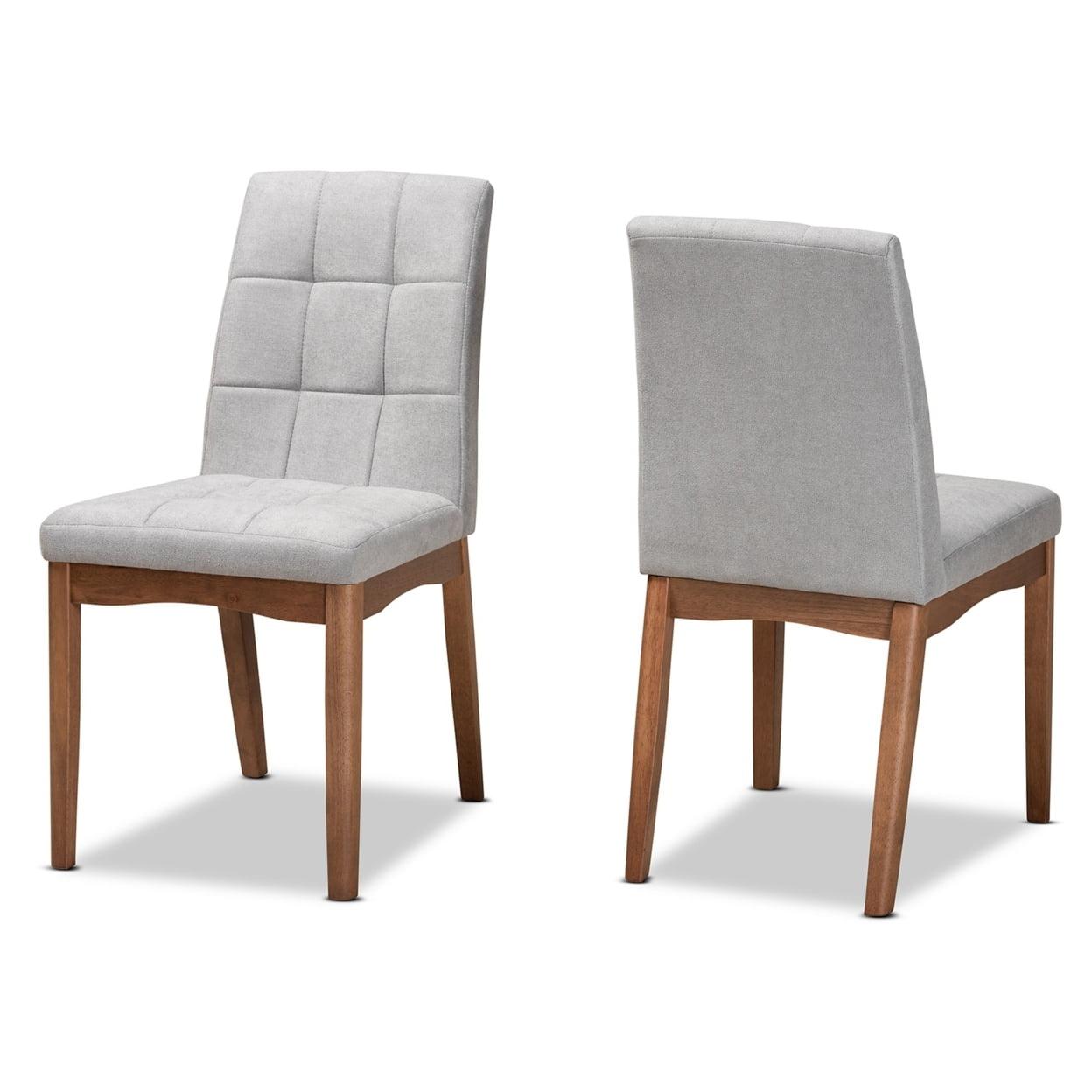 2pc Tara Fabric Upholstered and Wood Dining Chair Set - Baxton Studio