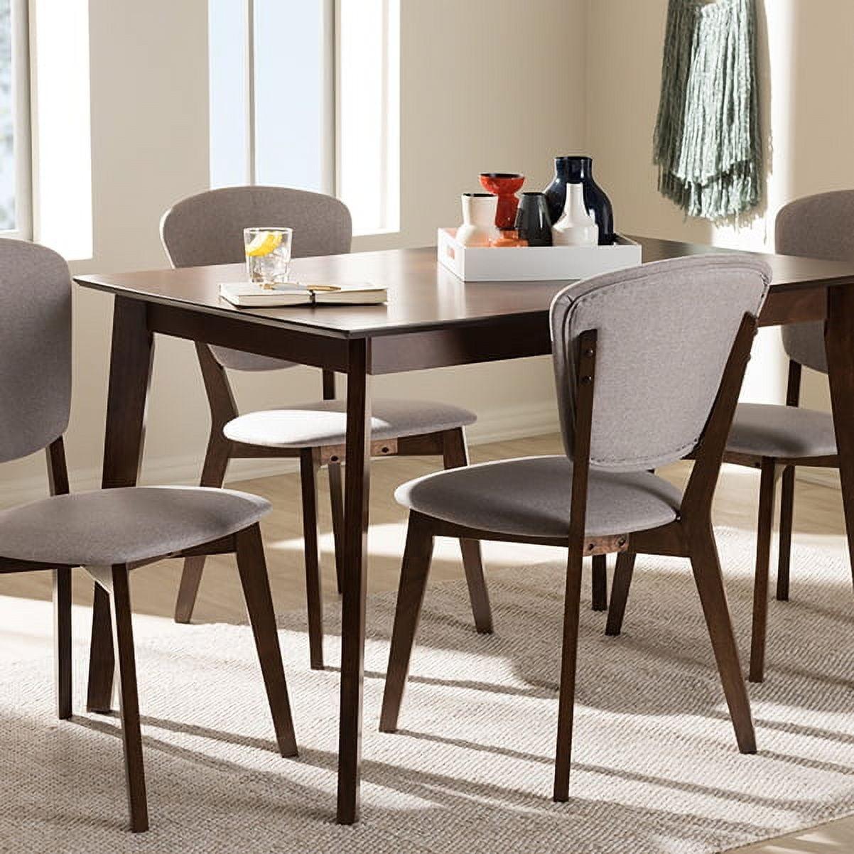 Tarelle 5-Piece Walnut & Light Grey Mid-Century Dining Set