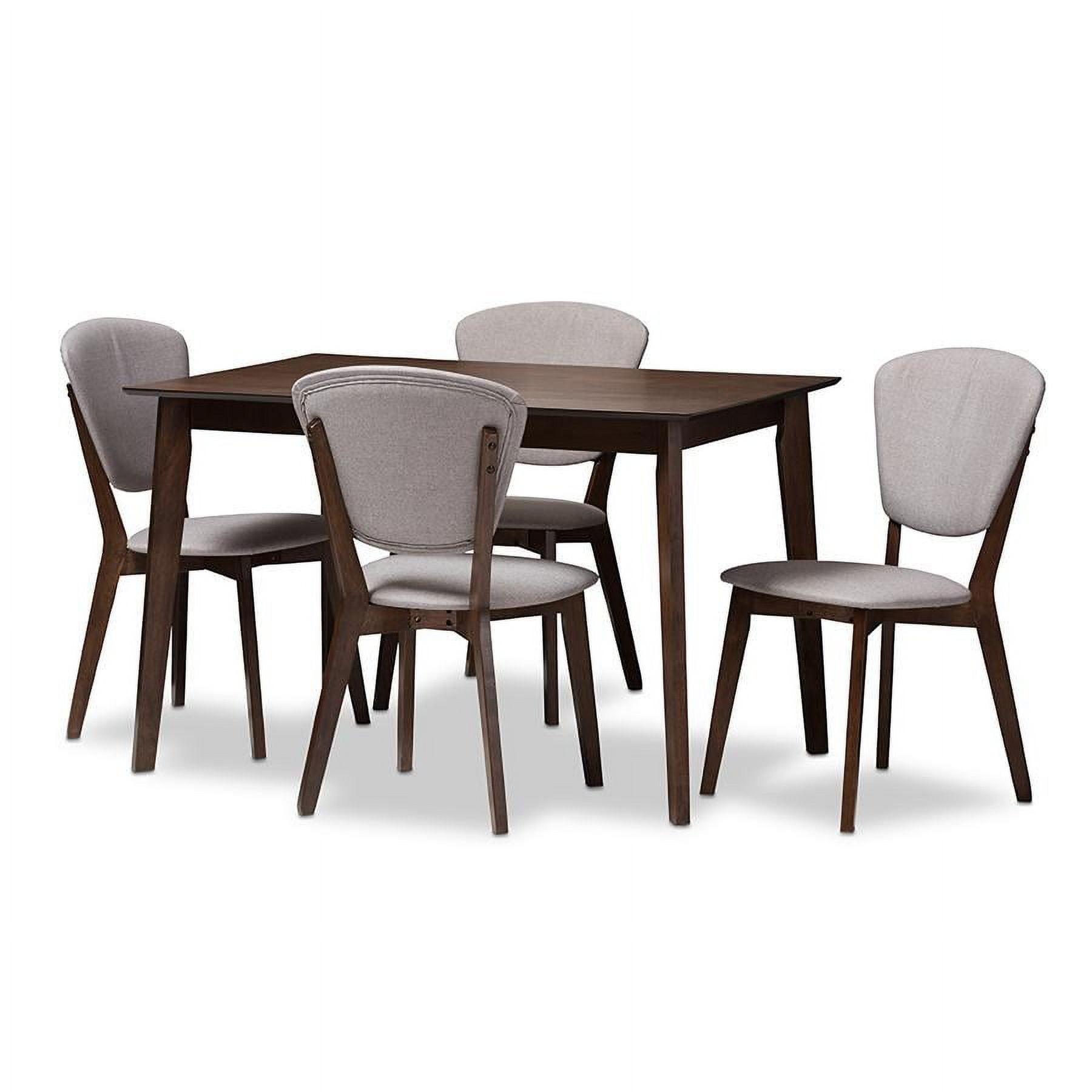 Tarelle 5-Piece Walnut & Light Grey Mid-Century Dining Set