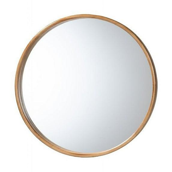 Baxton Studio Tazara Japandi Natural Round Accent Wall Mirror