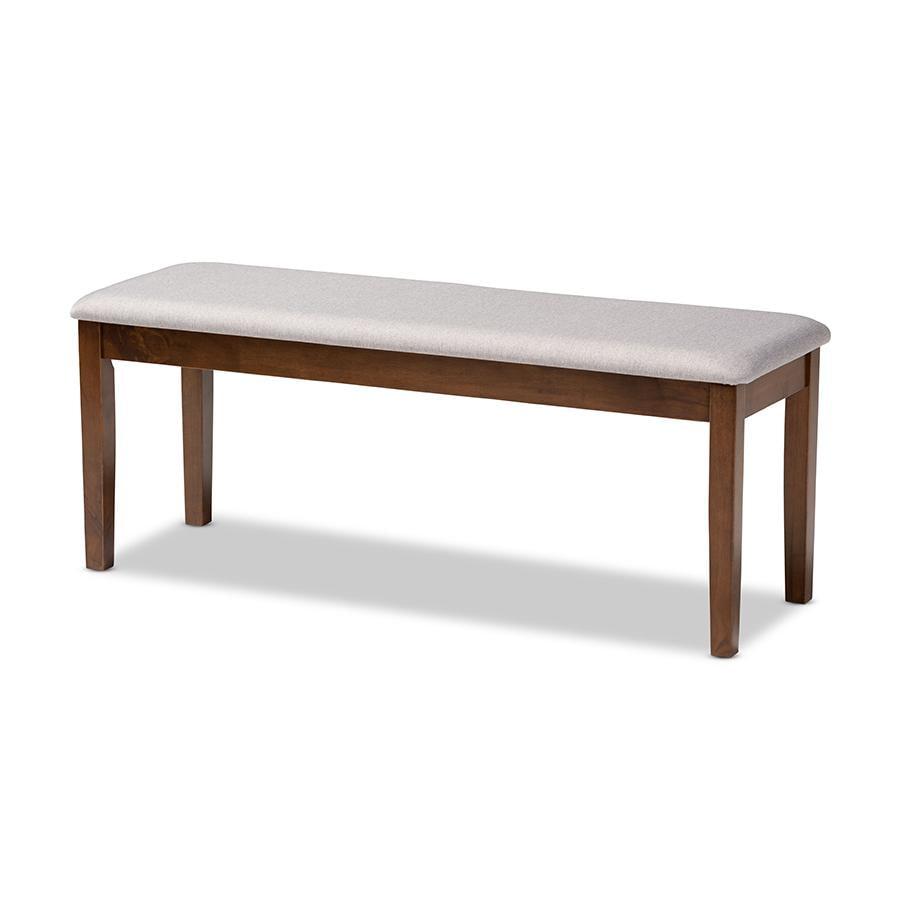 Teresa Fabric Upholstered and Wood Dining Bench Gray/Walnut - Baxton Studio
