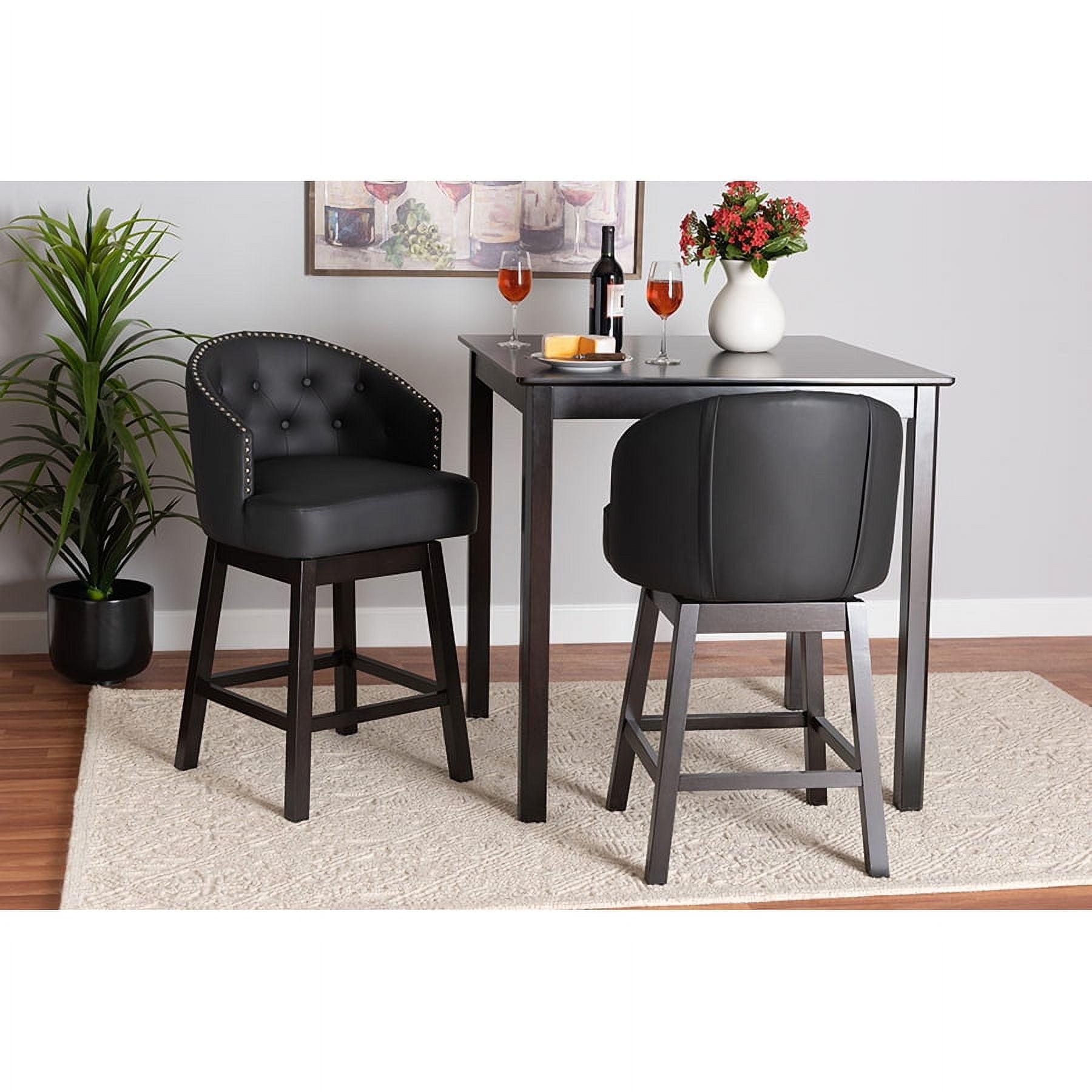 Espresso Brown and Black Faux Leather Swivel Counter Stool Set