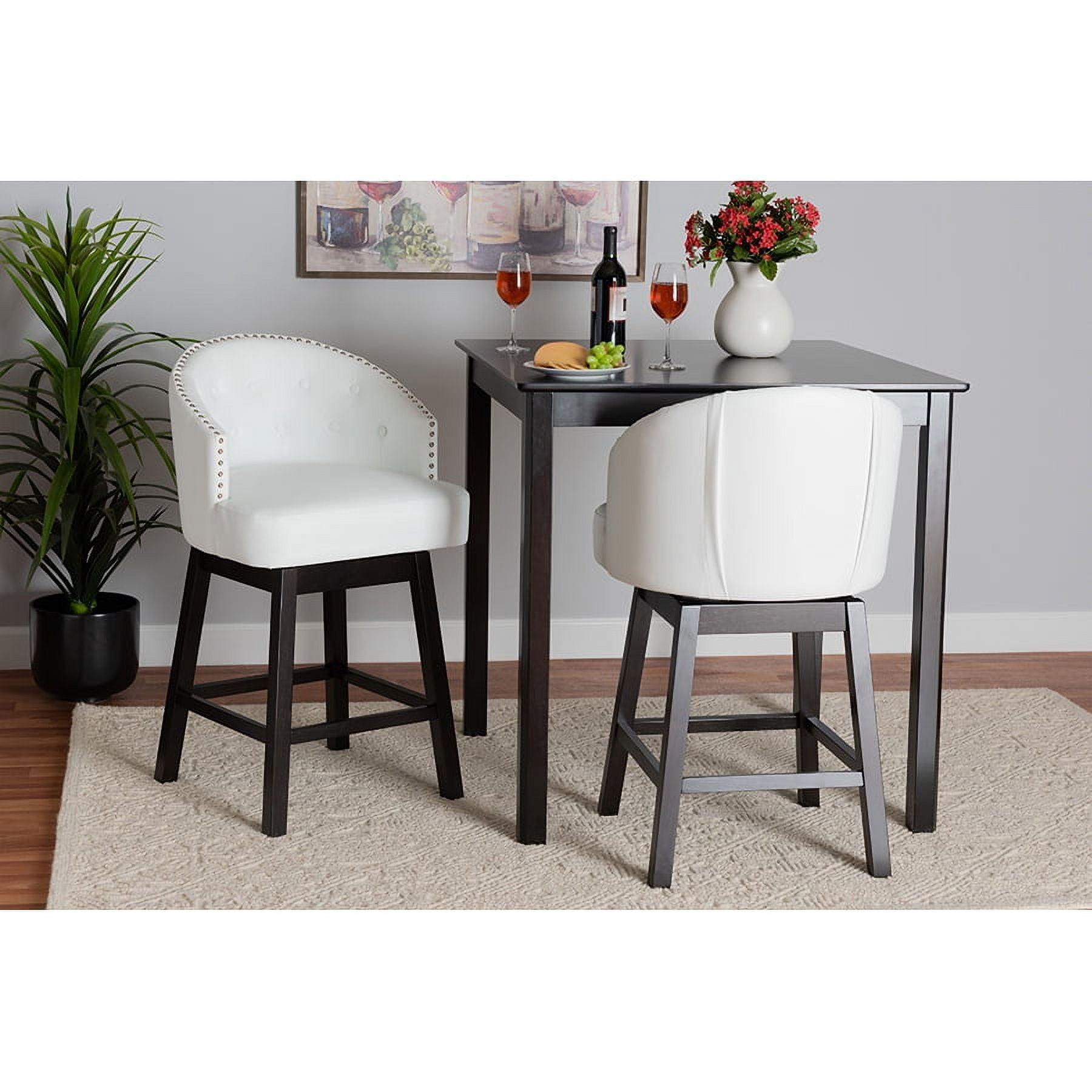 2pc Theron Faux Leather and Wood Swivel Counter Stool Set - Baxton Studio