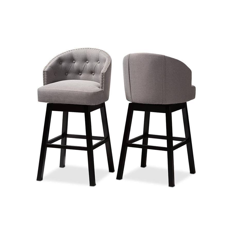 Set of 2 Theron Swivel Barstools Gray - Baxton Studio