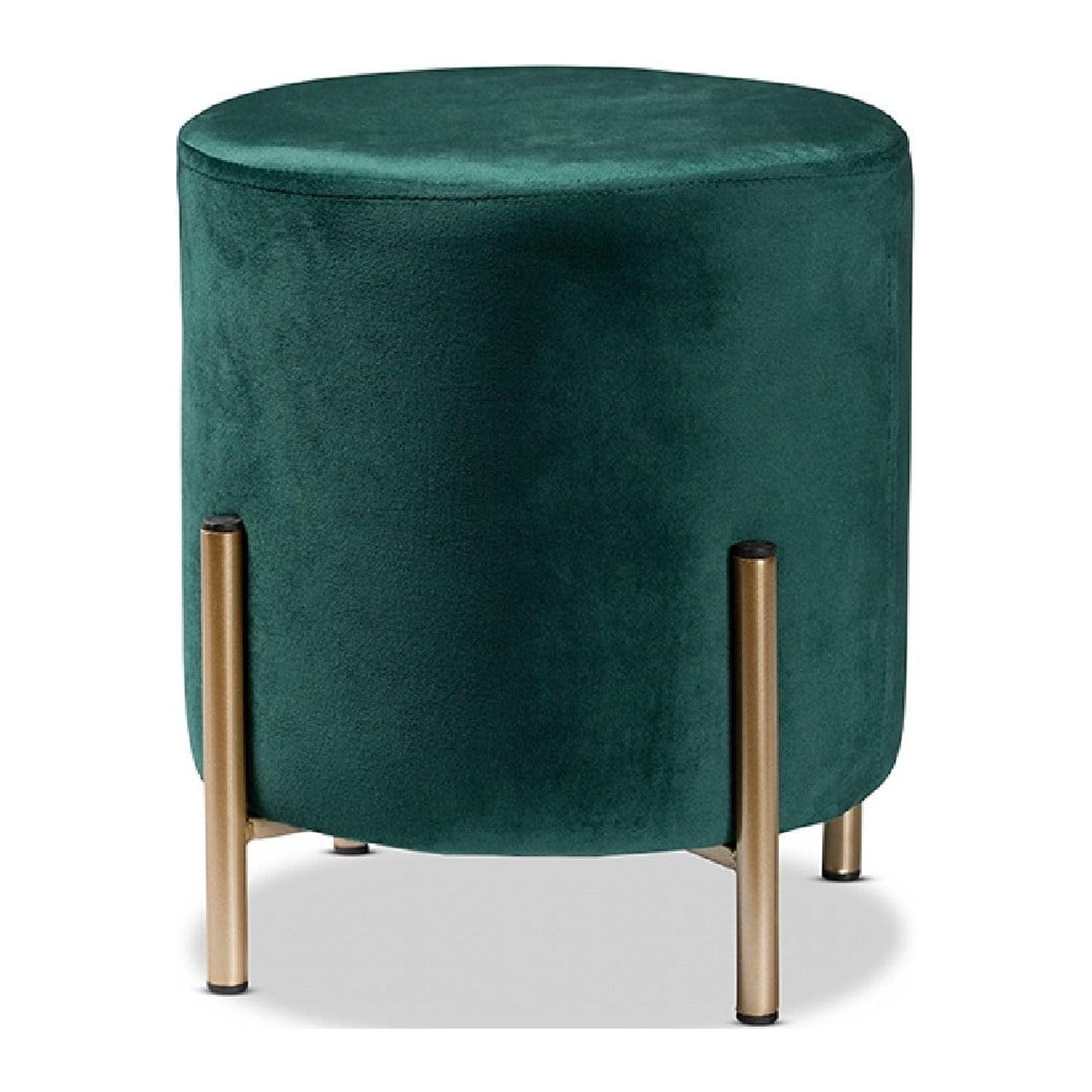 Thurman Velvet Metal Ottoman - Baxton Studio