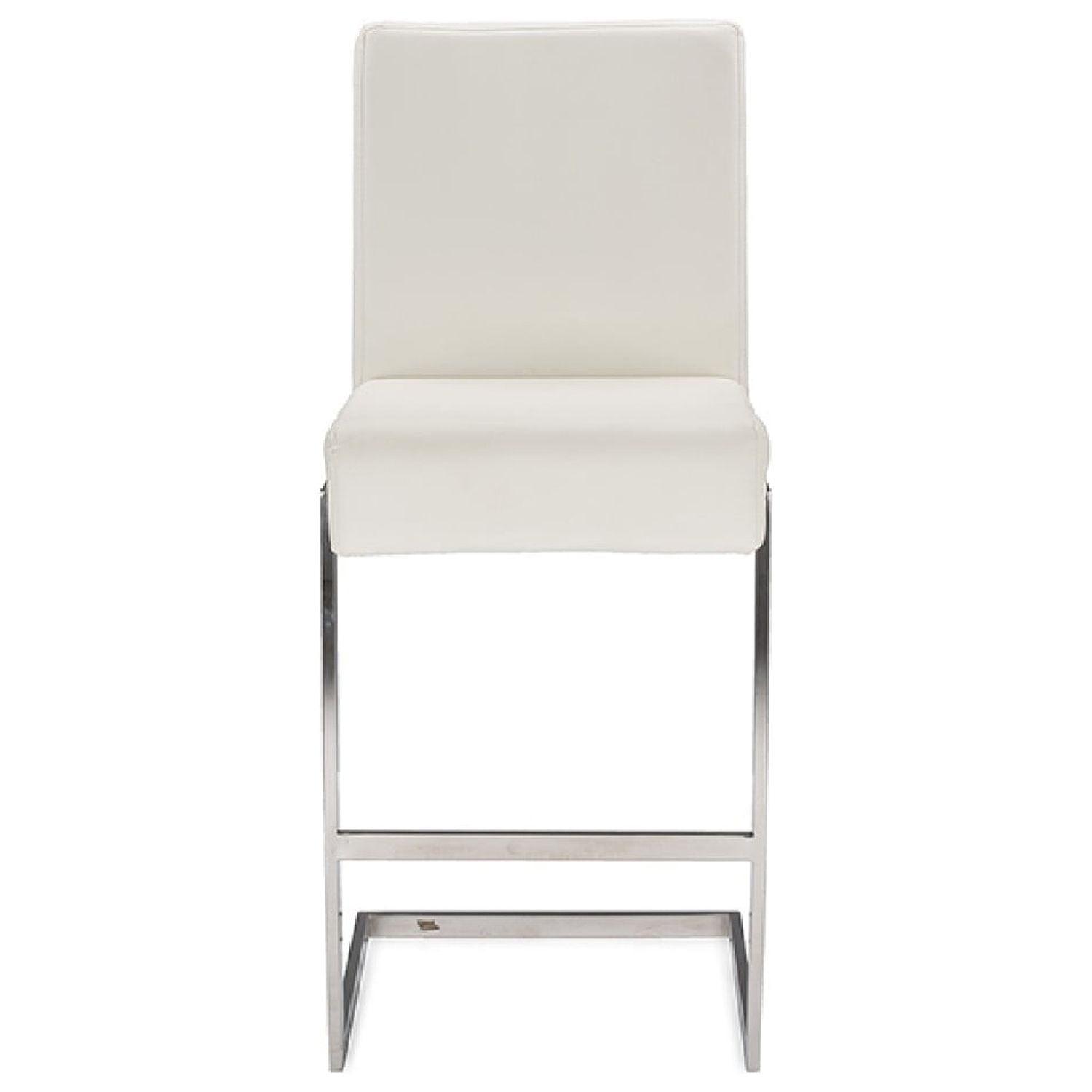 Toulan White Faux Leather Stainless Steel Barstool Set