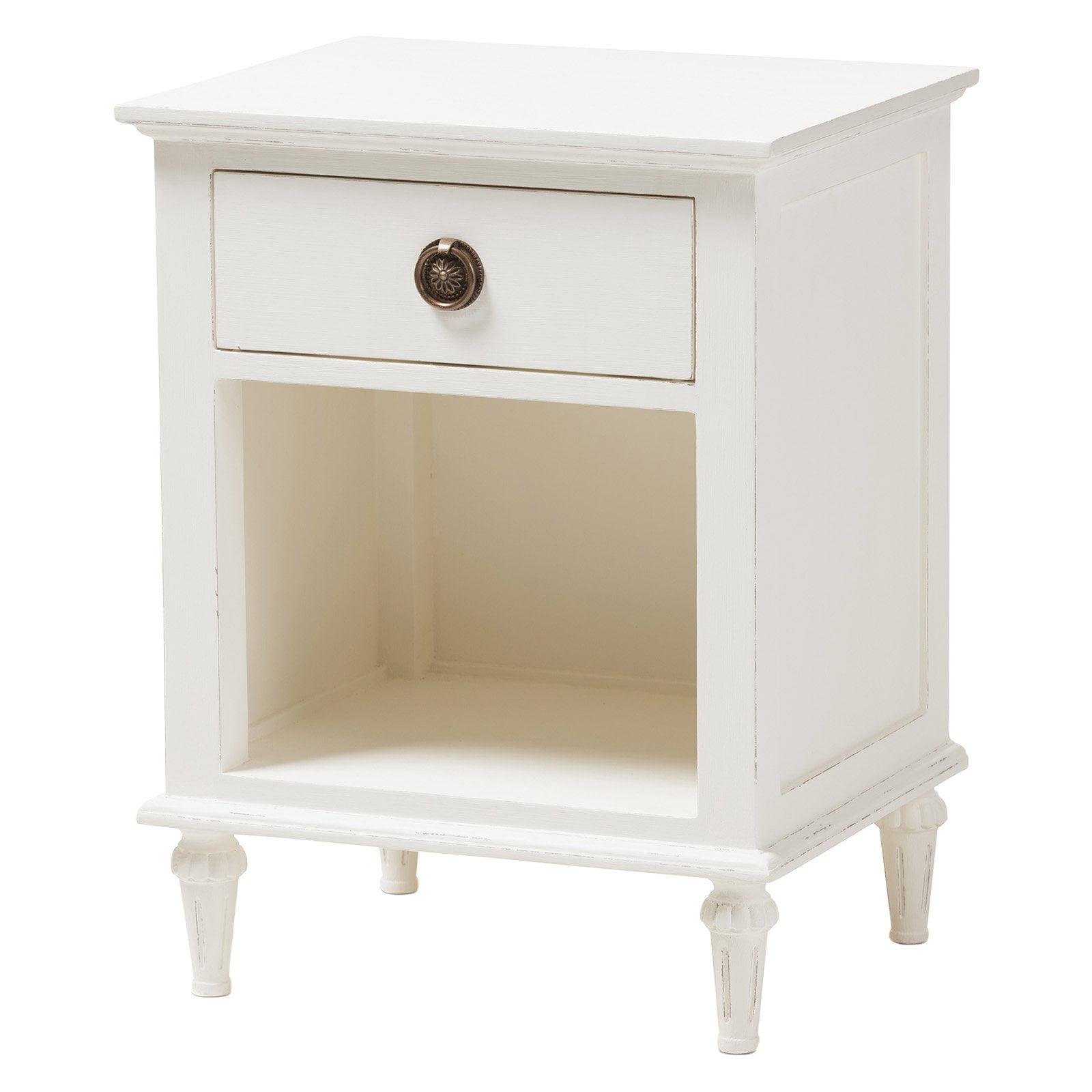 White Cedar 3-Drawer Nightstand with Tapered Legs