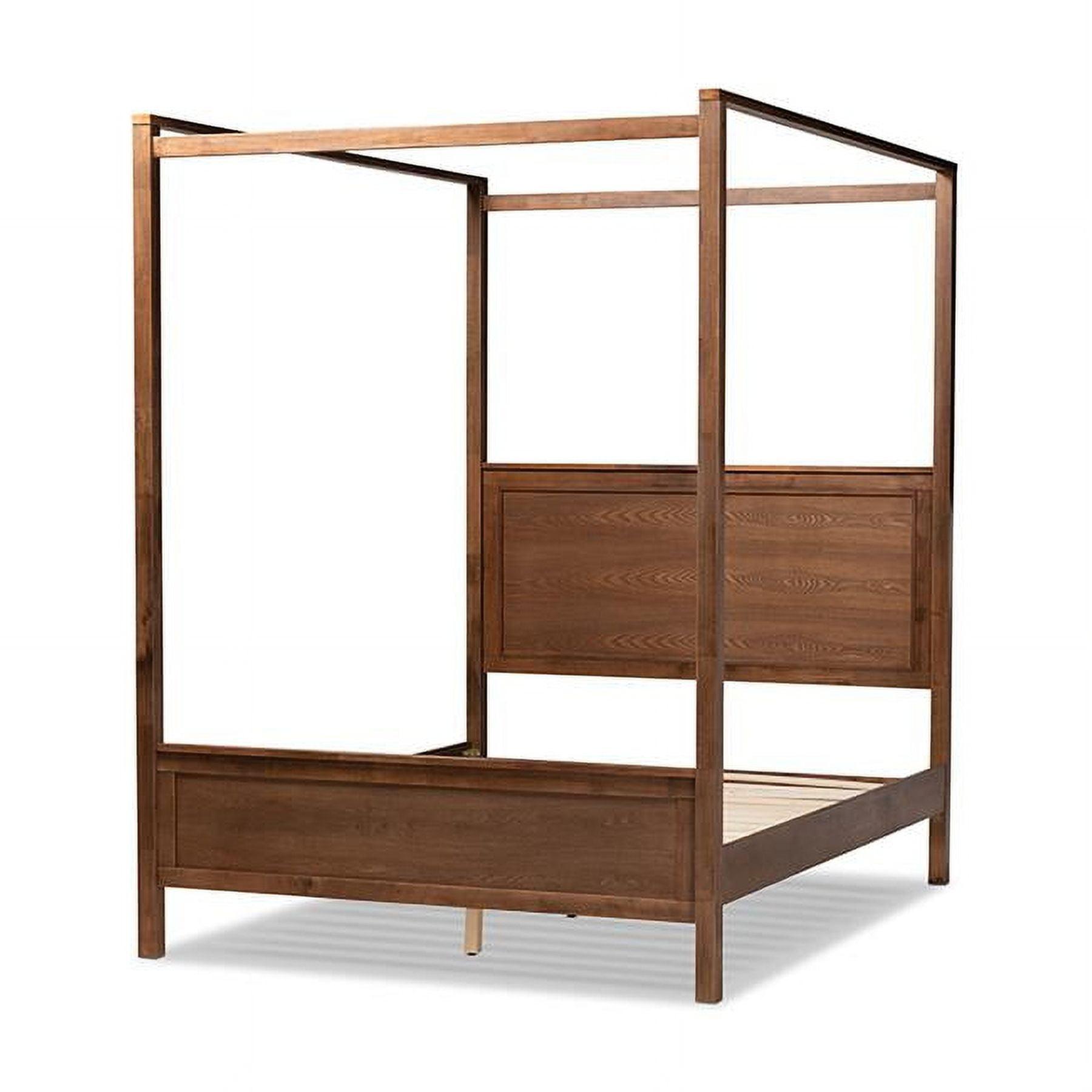 Queen Veronica Wood Platform Canopy Bed with Slats, No Box Spring - Baxton Studio