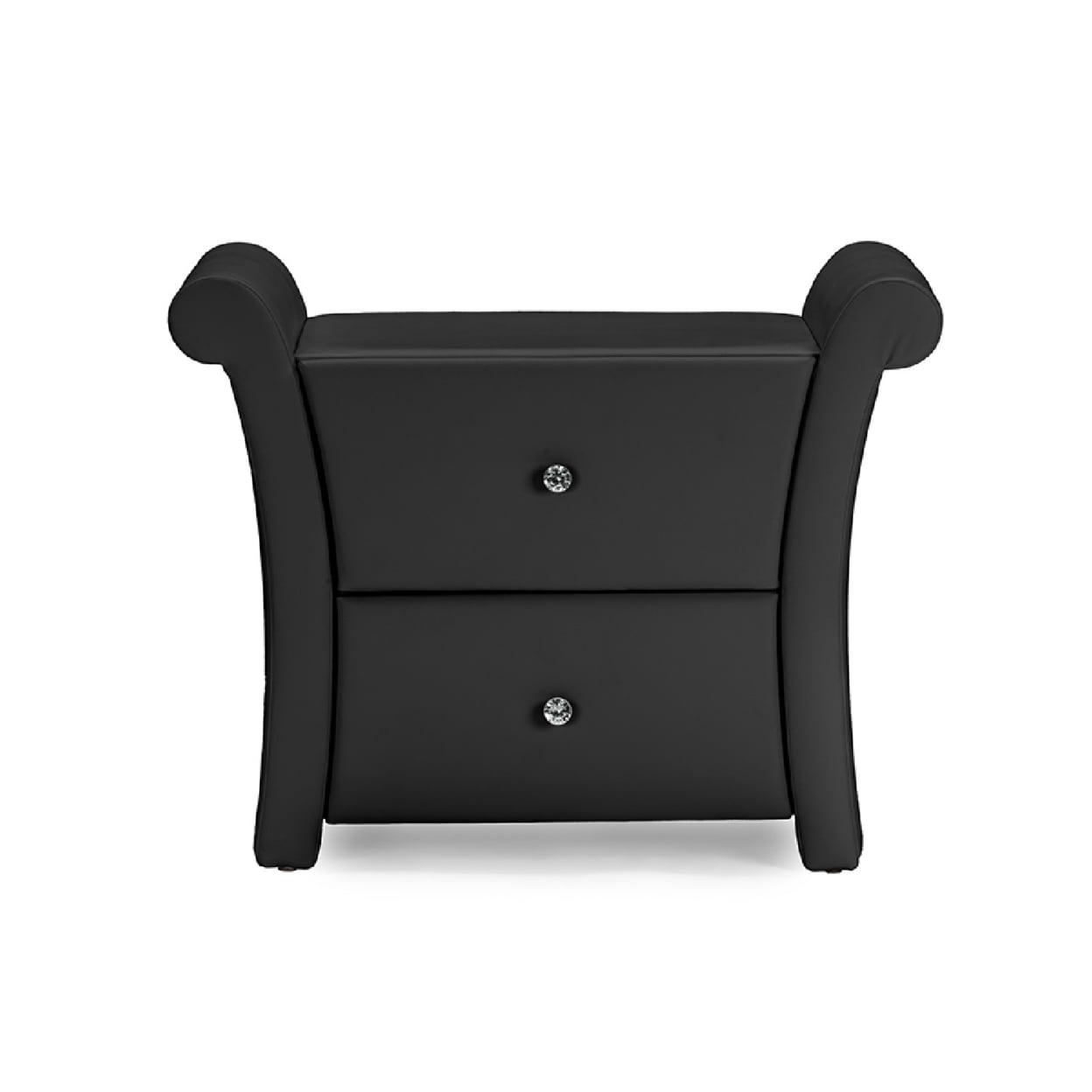 Victoria Black Faux Leather 2-Drawer Nightstand