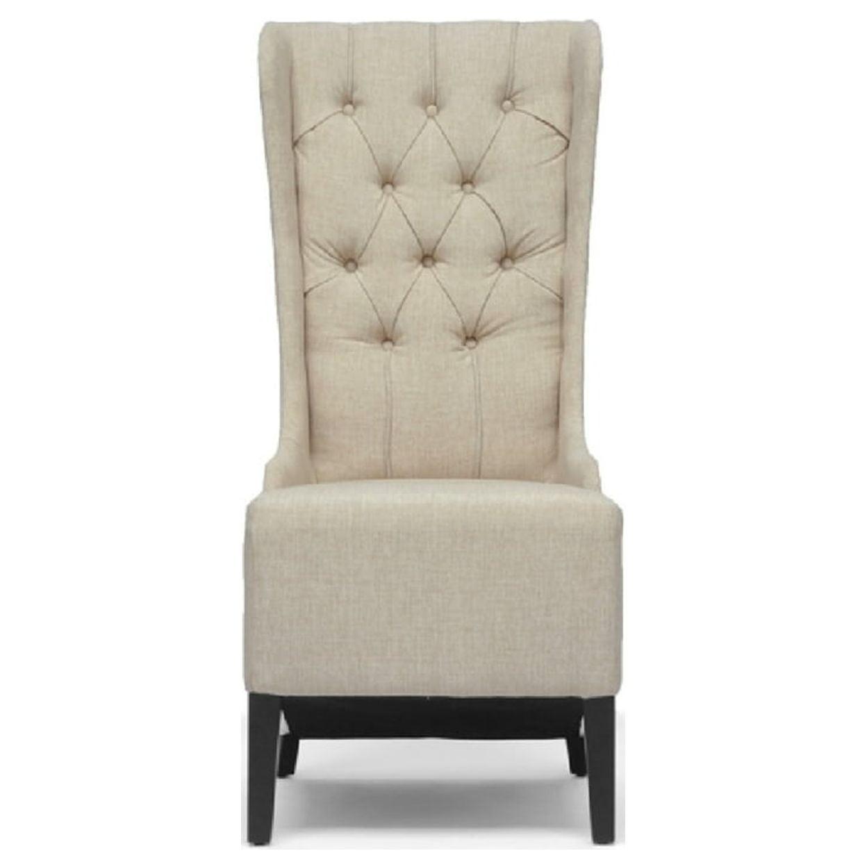 Vincent Tall Backrest Beige Linen & Birch Wood Accent Chair