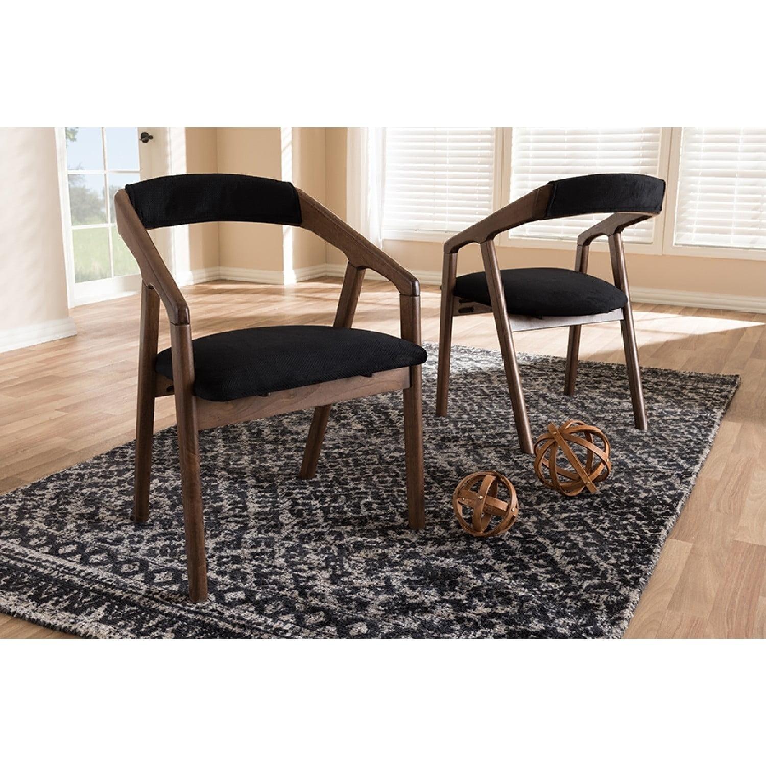 Set of 2 Wendy Midcentury Velvet Dining Chairs with Walnut Finish: Baxton Studio