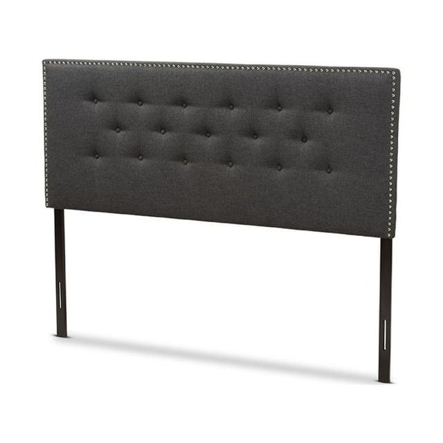 Queen Windsor Modern and Contemporary Fabric Headboard Dark Gray - Baxton Studio: Adjustable, Nailhead Trim