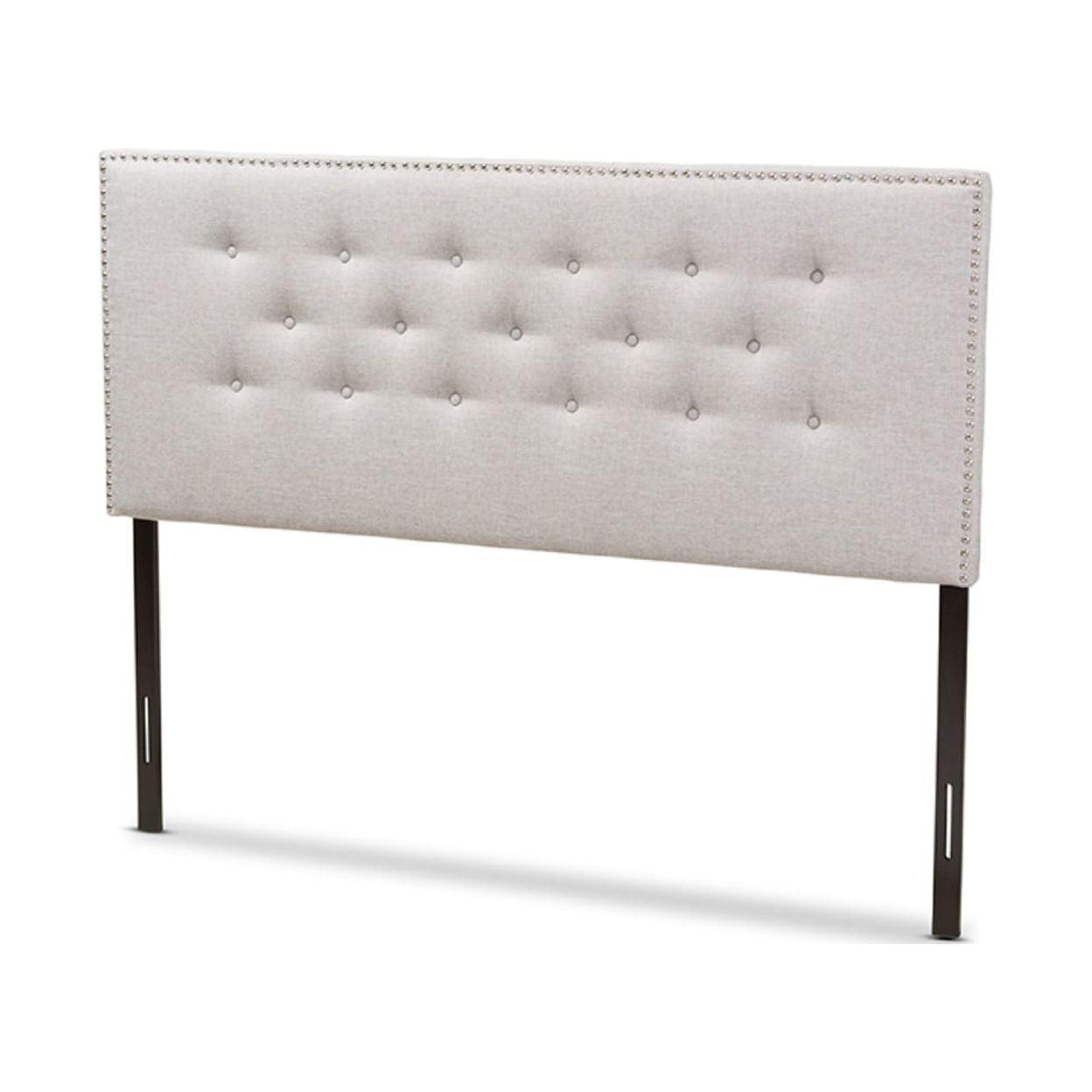 Queen Windsor Modern and Contemporary Fabric Upholstered Headboard Beige - Baxton Studio: Durable Polyester, Nailhead Trim