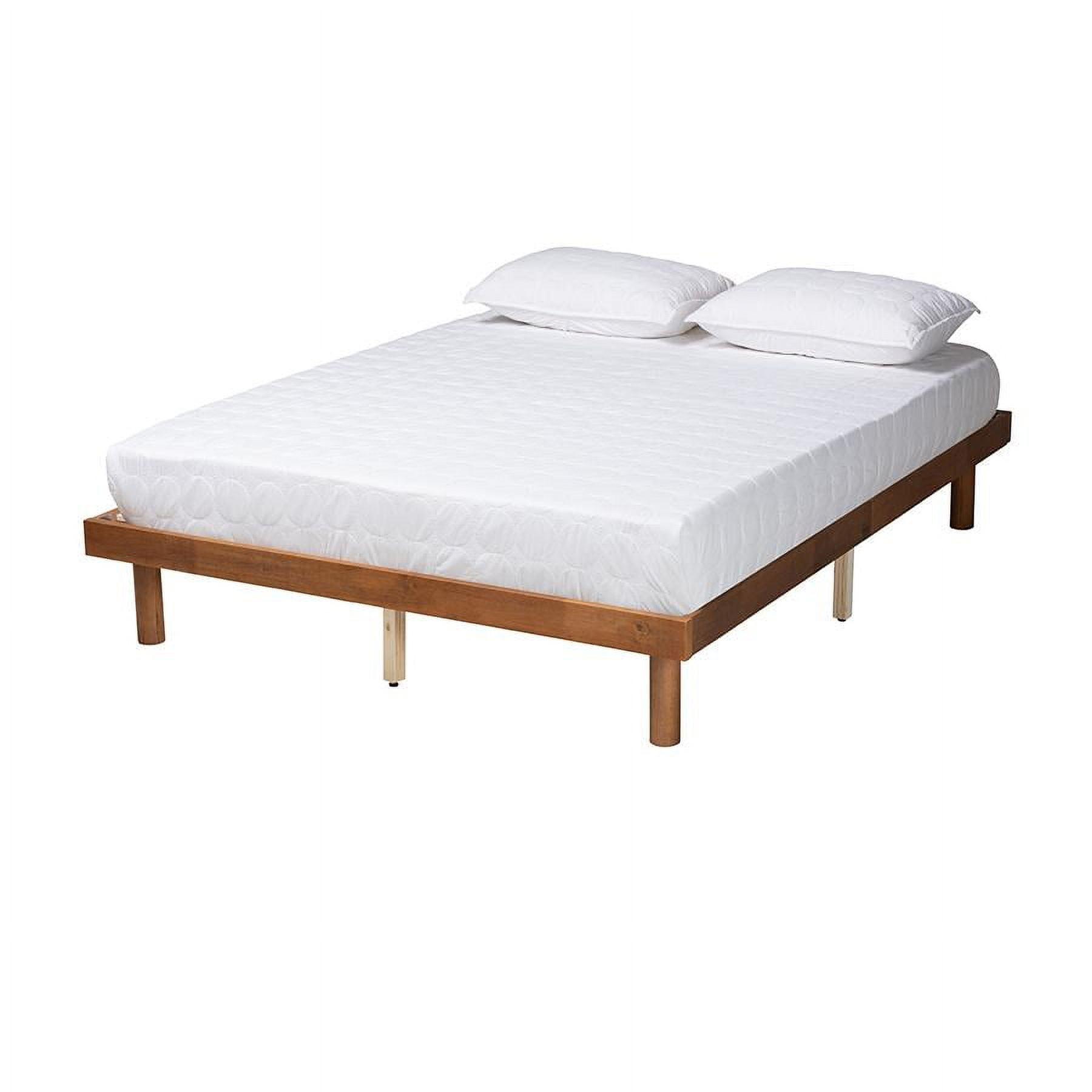 Winston Walnut Wood Full Size Platform Bed Frame with Tufted Upholstery