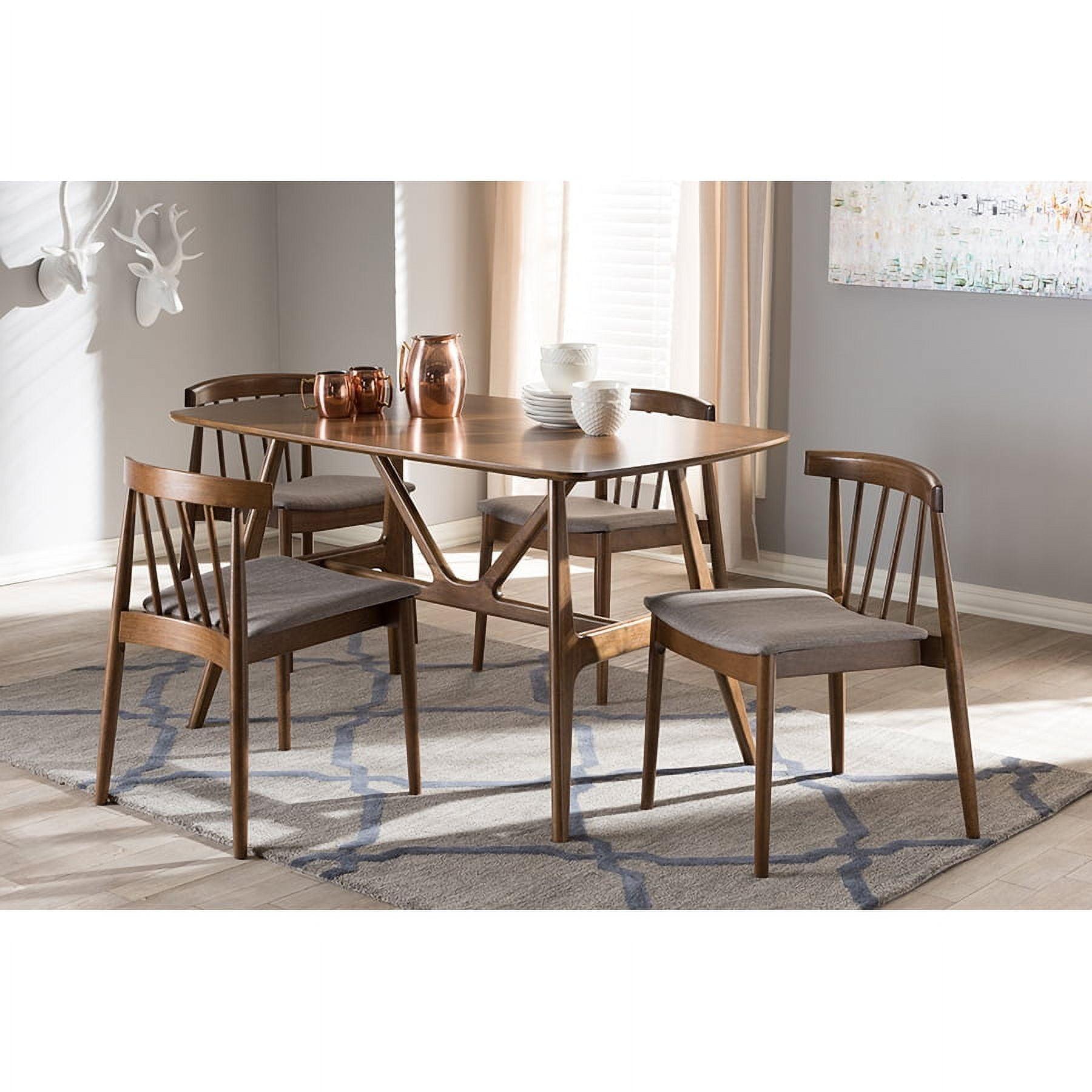 5pc Wyatt Midcentury Modern Dining Set with Solid Rubberwood & Polyester Seats - Baxton Studio