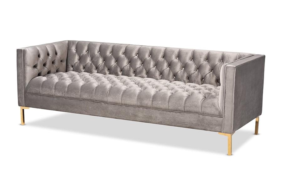 Zanetta Velvet Finished Sofa Gray - Baxton Studio