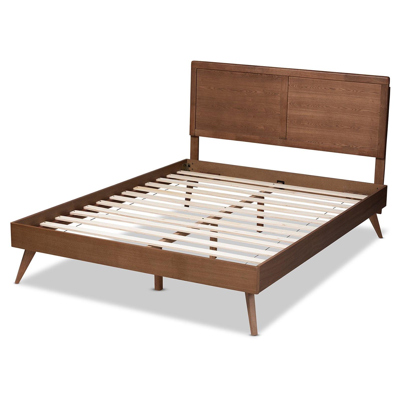 Walnut Brown Mid-Century Modern King Platform Bed