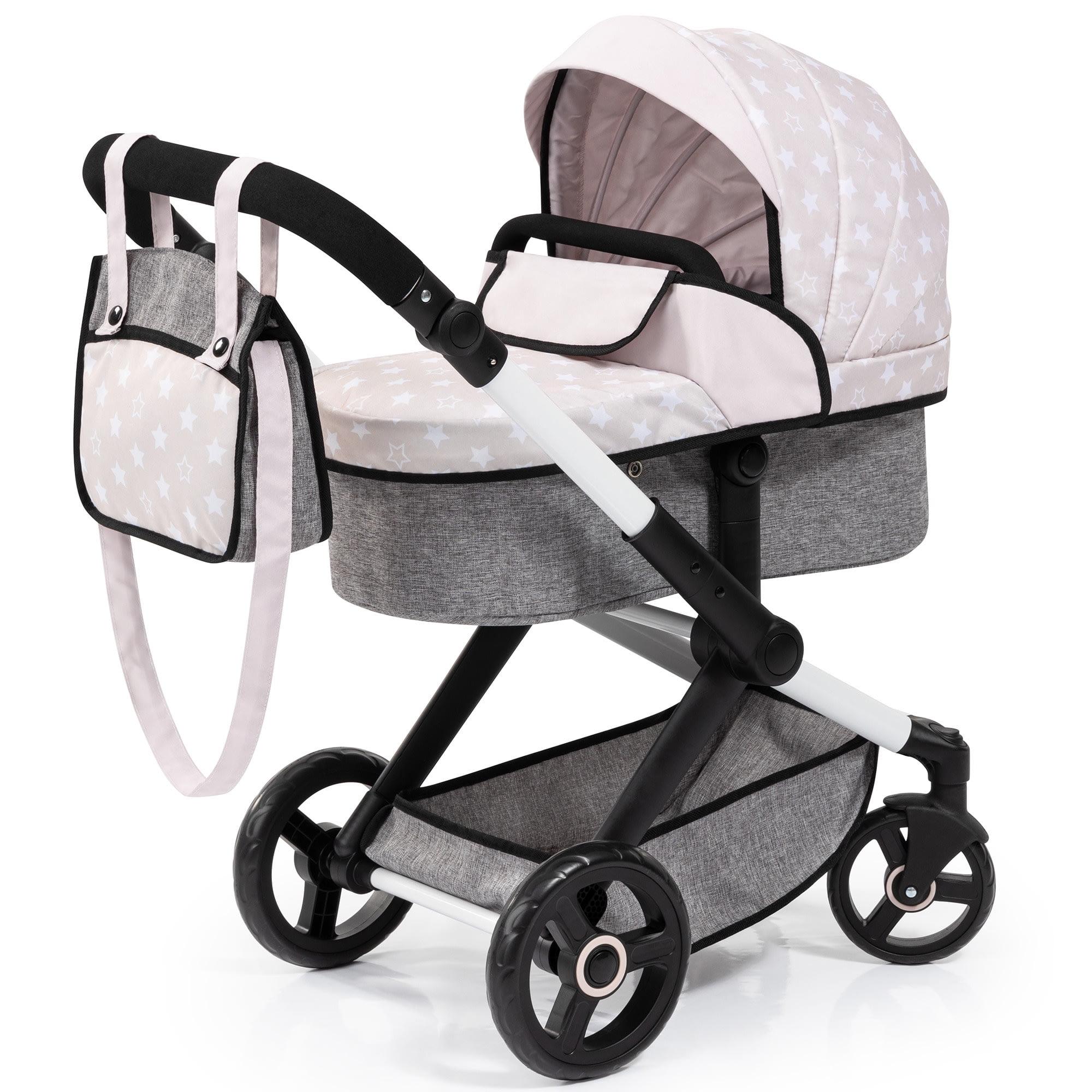 Bayer Design Convertible Doll Strollers Grey and White Stars