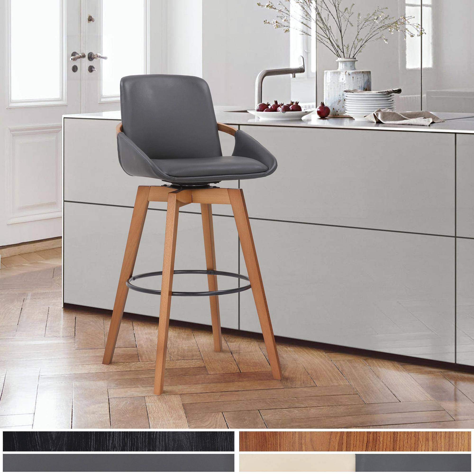 30" Baylor Faux Leather Wood Swivel Barstool - Armen Living