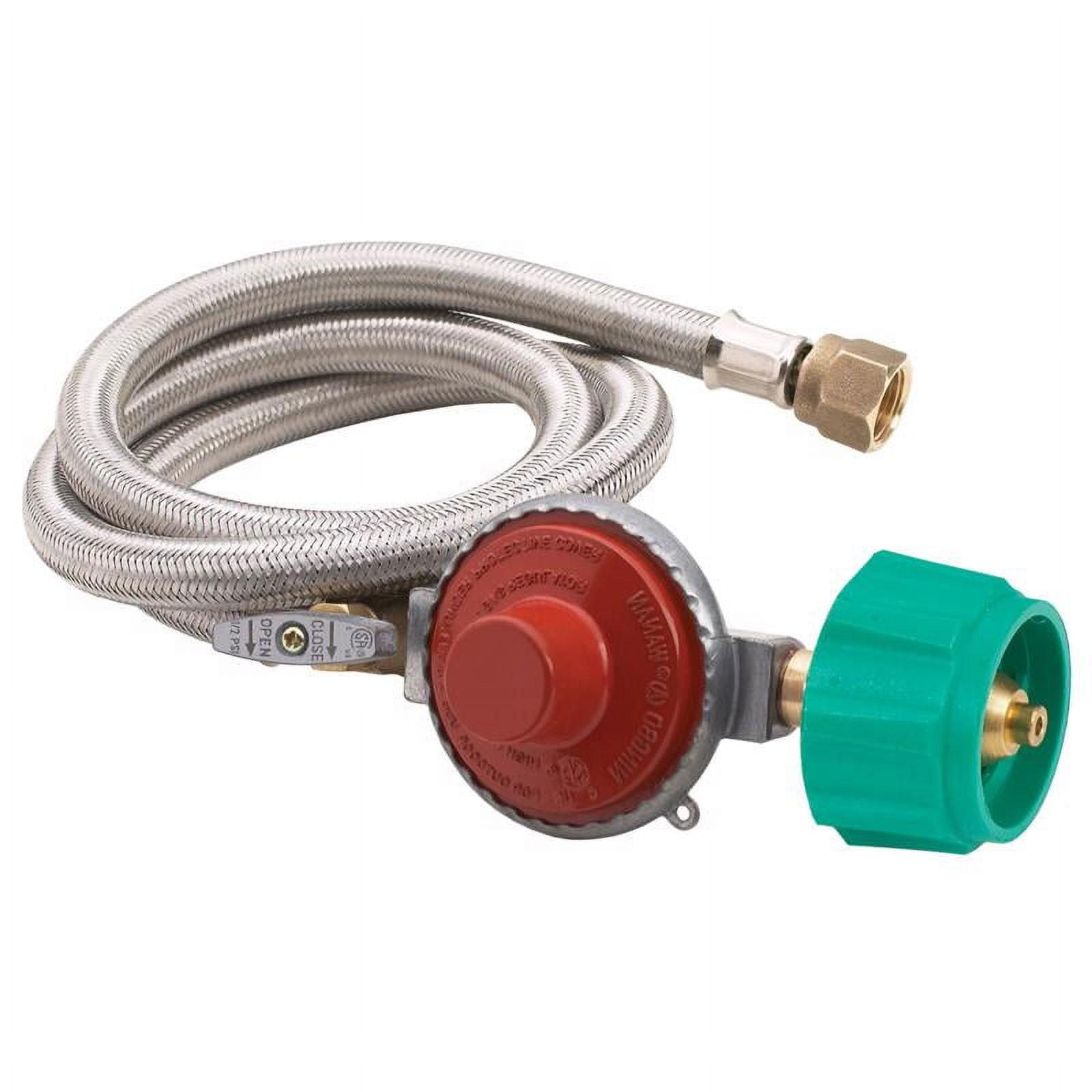 Bayou Classic 48 In. Stainless Steel High Pressure LP Hose & Preset Regulator