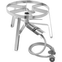 Bayou Classic SS1 16-in Stainless Single Jet Cooker Features 12.5-in Tall Welded Frame 10-psi Pre-Set Regulator w/ 60-in Stainless Braided Hose