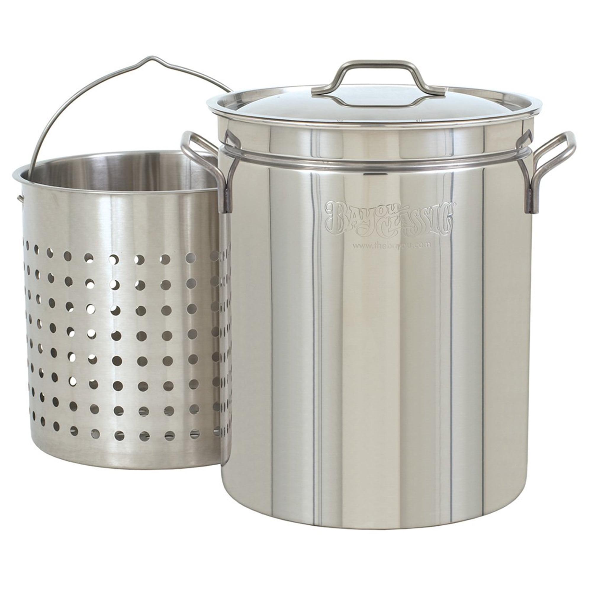 Bayou Classic 62-Quart Stainless Steel Stockpot with Basket Insert