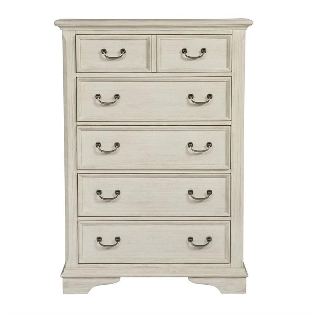 Canora Grey Dina Antique White 5 Drawer Chest w/ Stained Interior