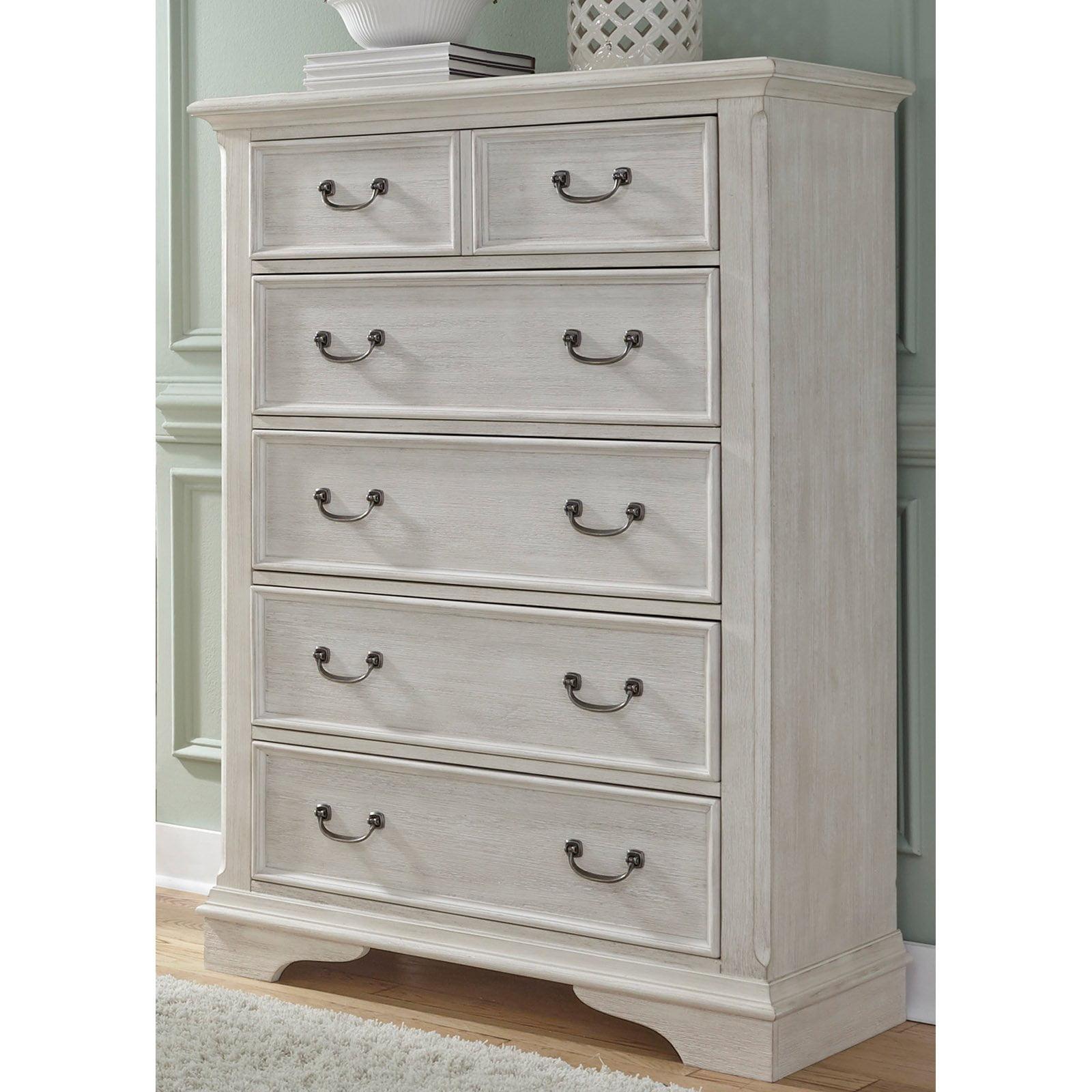 Bayside White 5-Drawer Pine Chest with Dovetail Construction