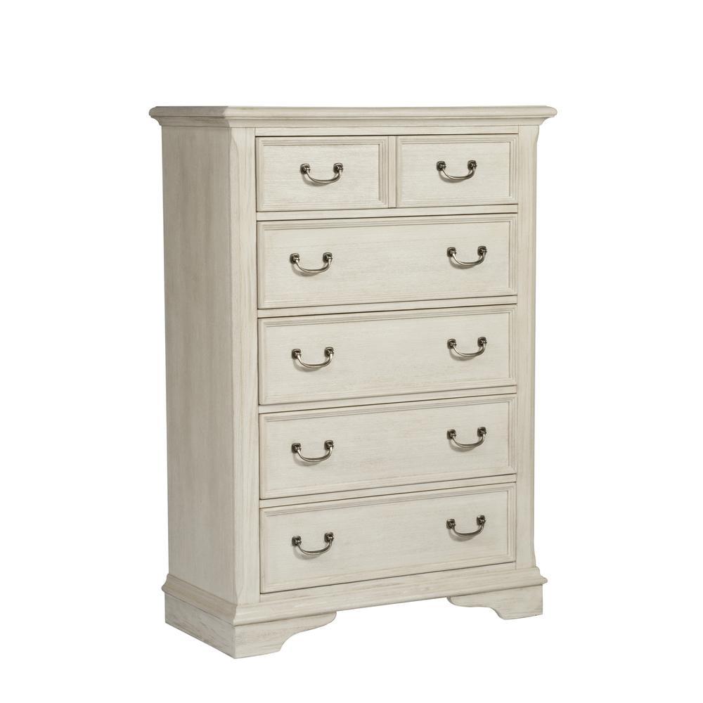 Canora Grey Dina Antique White 5 Drawer Chest w/ Stained Interior