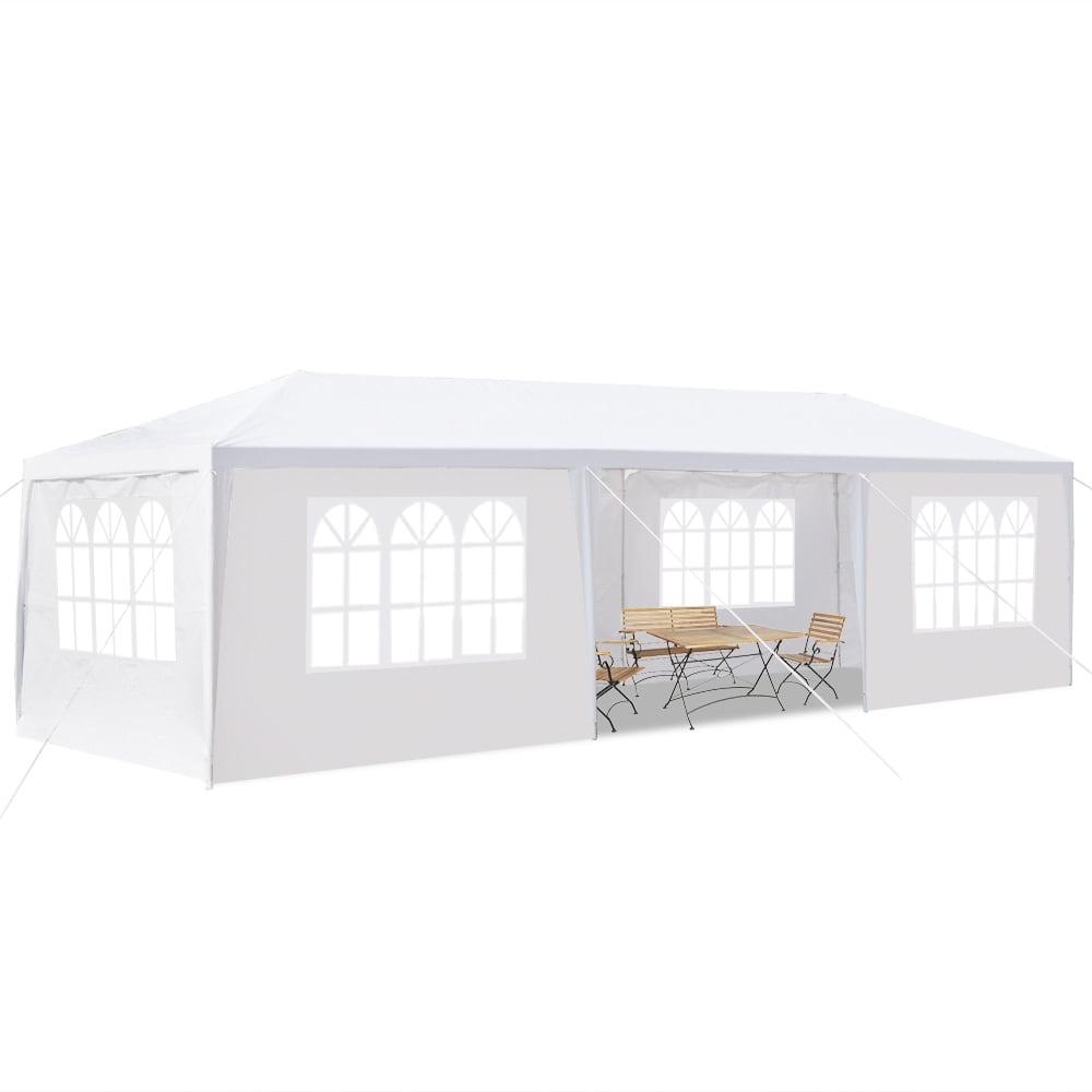 White 10'x30' Steel Frame Outdoor Canopy Tent with Sidewalls