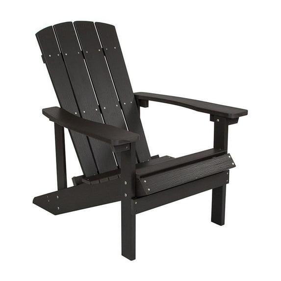 Flash Furniture Charlestown All-Weather Poly Resin Wood Adirondack Chair in Slate Gray