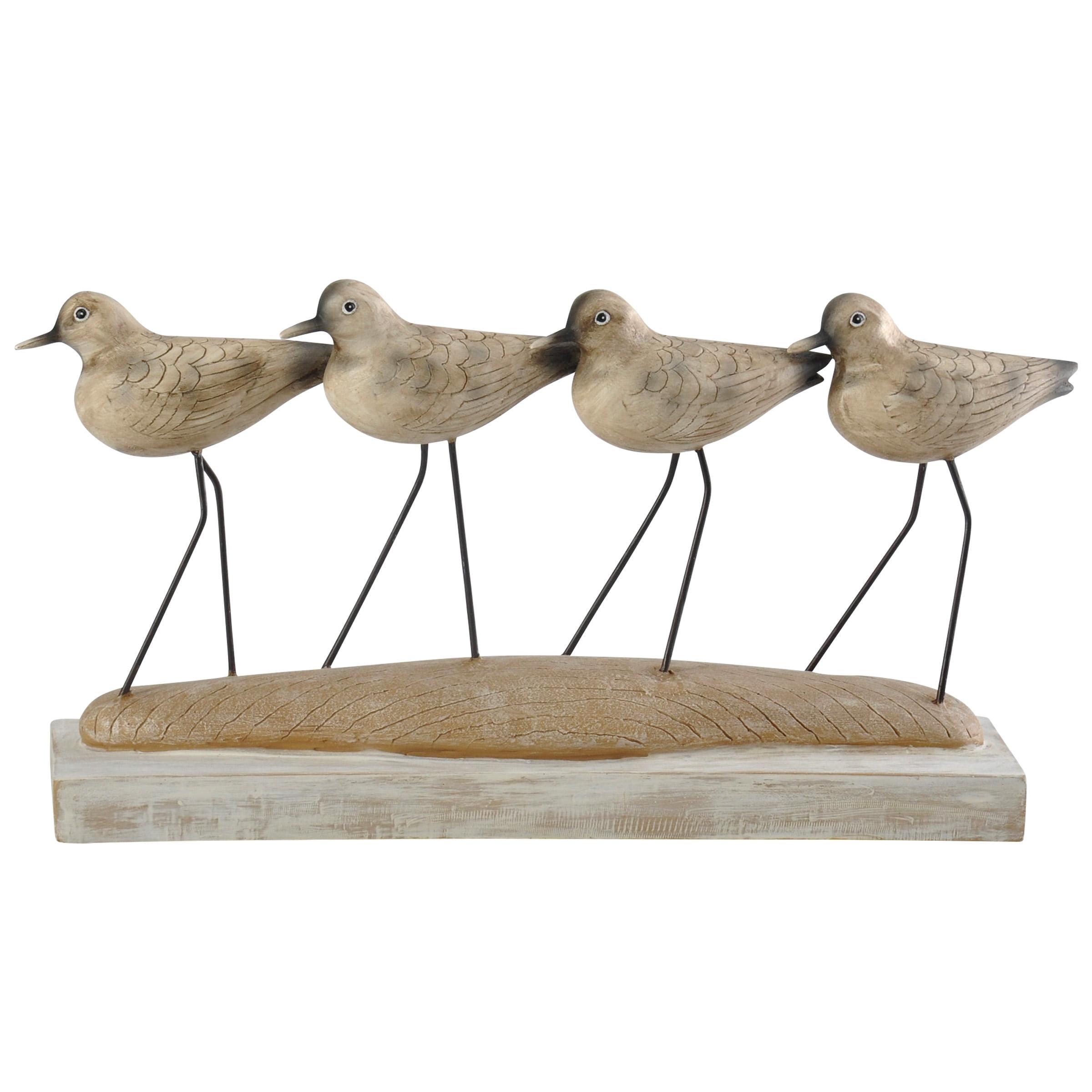 Distressed Resin Sandpiper Beach Bird Figurine Decor