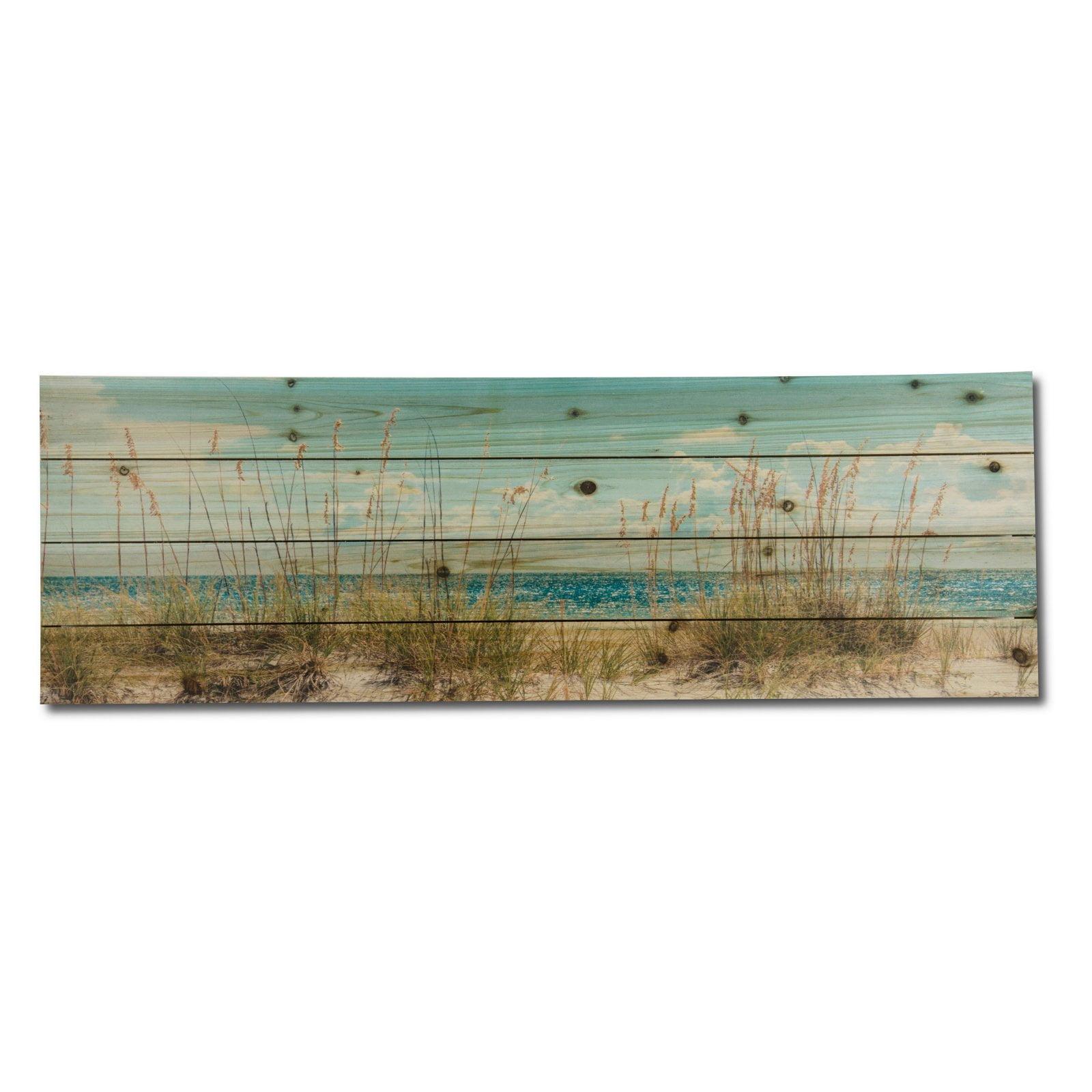 "Beach Sand Dunes Long" Photograph Print on Planked Wood Wall Art