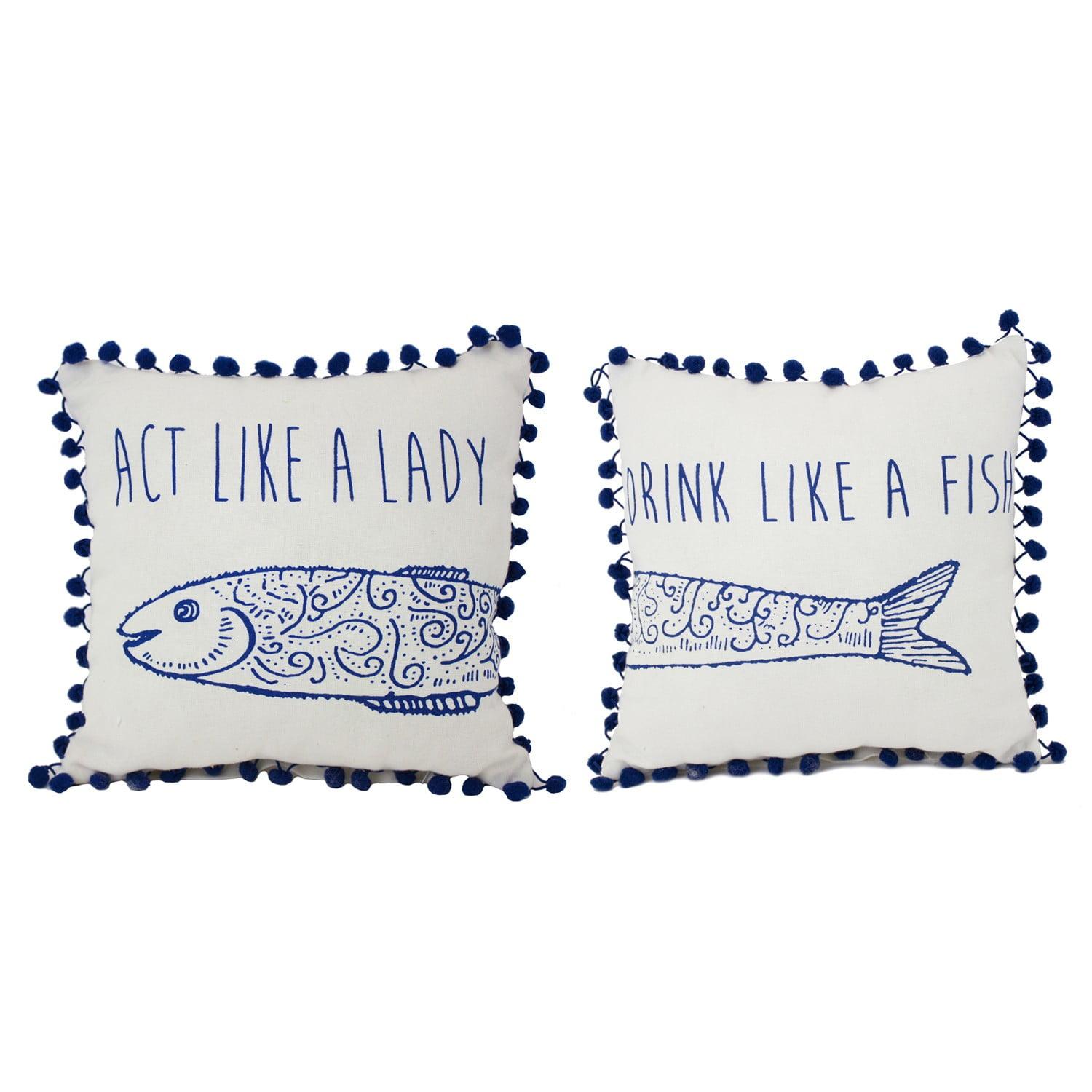 Beachcombers 10" x 10" Act Like a Lady Small Petite  Size Accent Throw  Pillow Set of 2