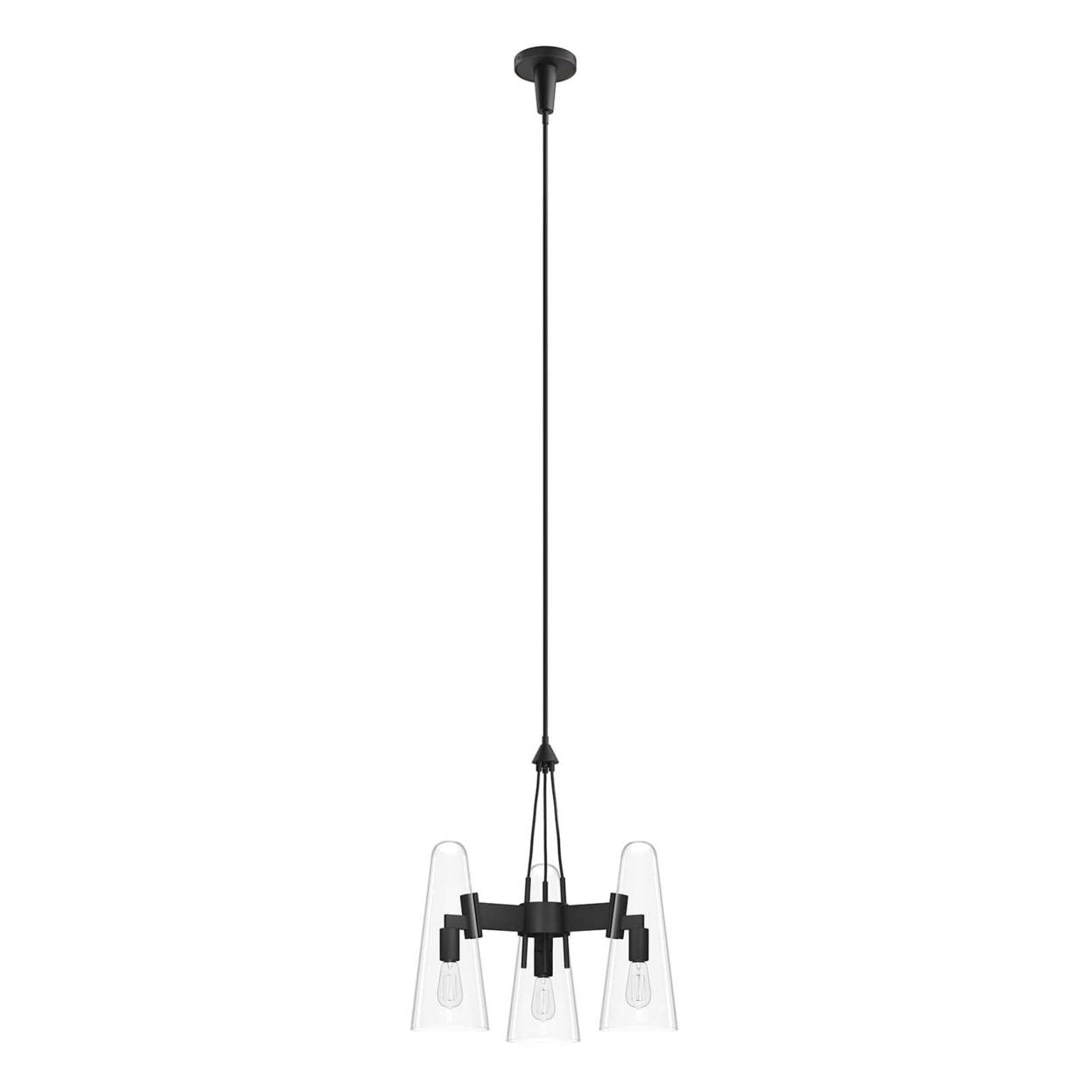 Beacon Adjustable Height 3-Light LED Pendant in Clear Black