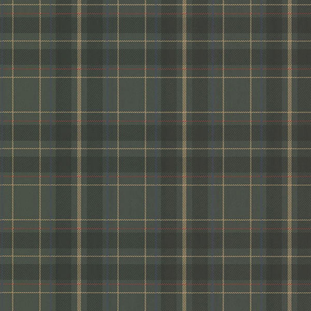 Beacon House Caledonia Dark Green Plaid Unpasted Non Woven Wallpaper, 20.5-in by 33-ft, 56.4 sq. ft.