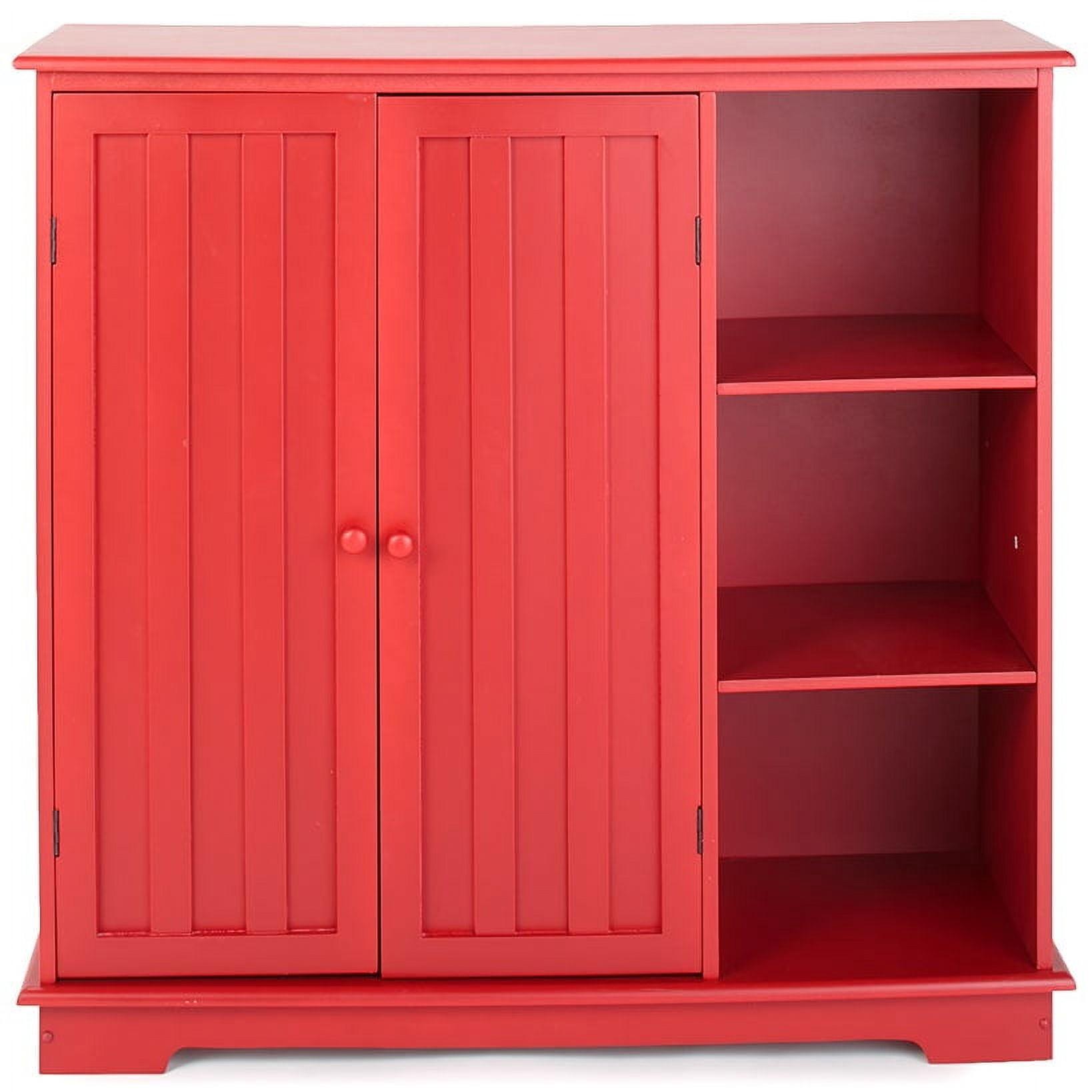 The Lakeside Collection Beadboard Wooden Storage Cabinets - Red