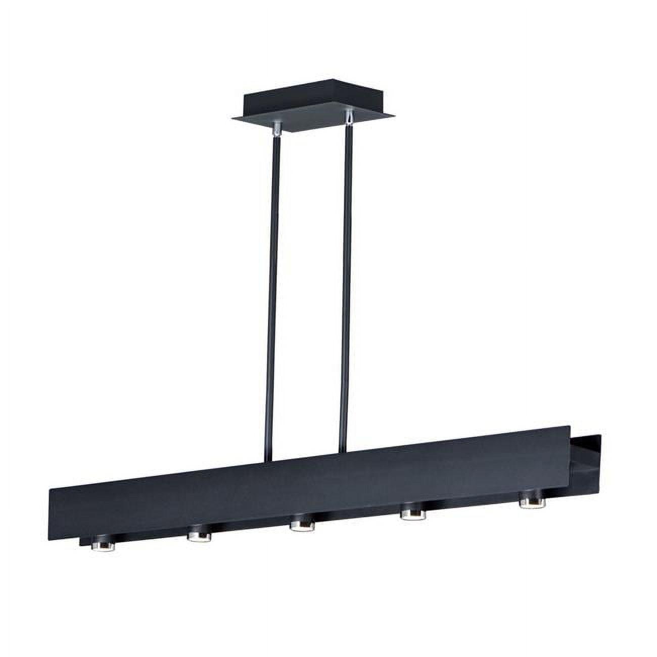 Sleek Beam 5-Light LED Pendant in Matte Black & Polished Chrome