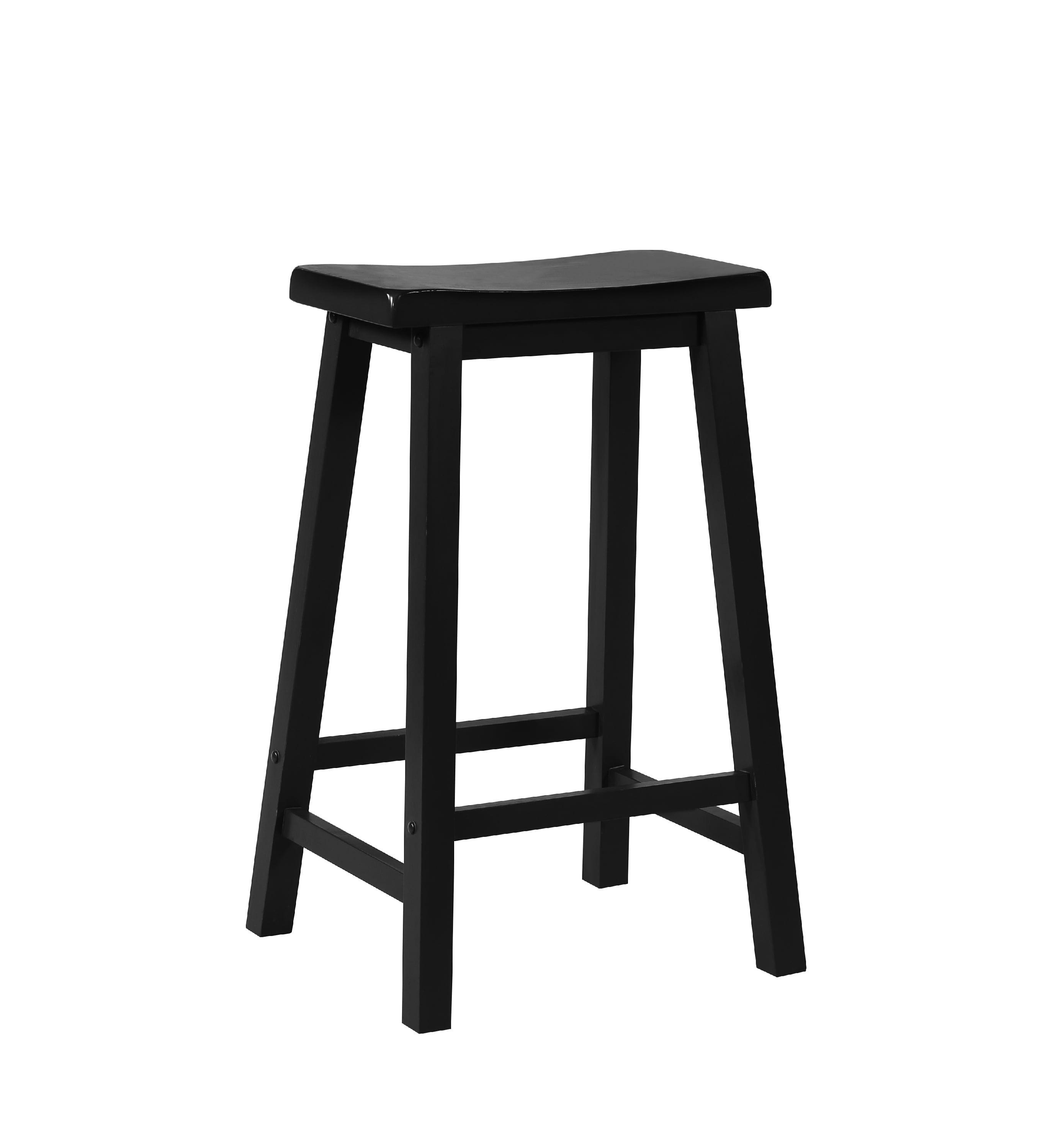 Antique Black 29" Rubberwood Saddle Seat Bar Stool